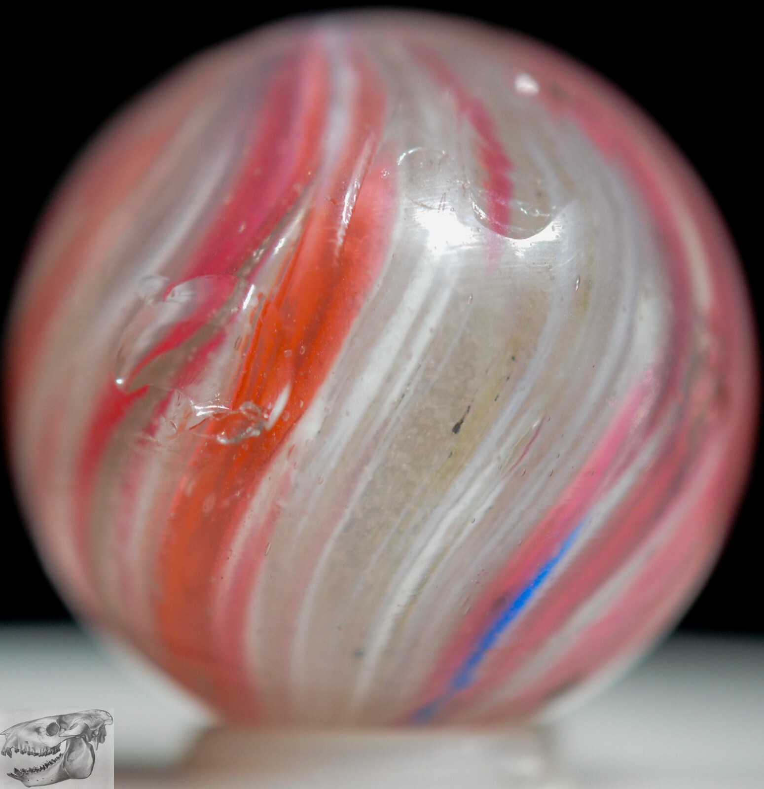 Handmade Pink Onionskin Shooter Marble, 15/16 in, Good+, Chip, 1860-1920, S1158