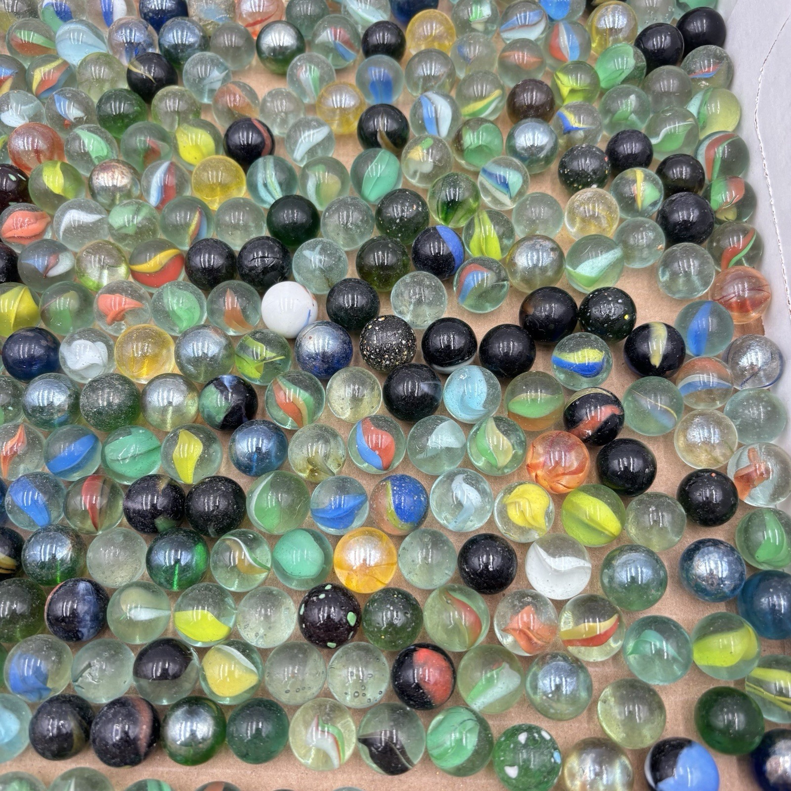 Vintage Glass Marbles Large Lot of 5 Lbs Mixed Swirls Cat’s Eye & More