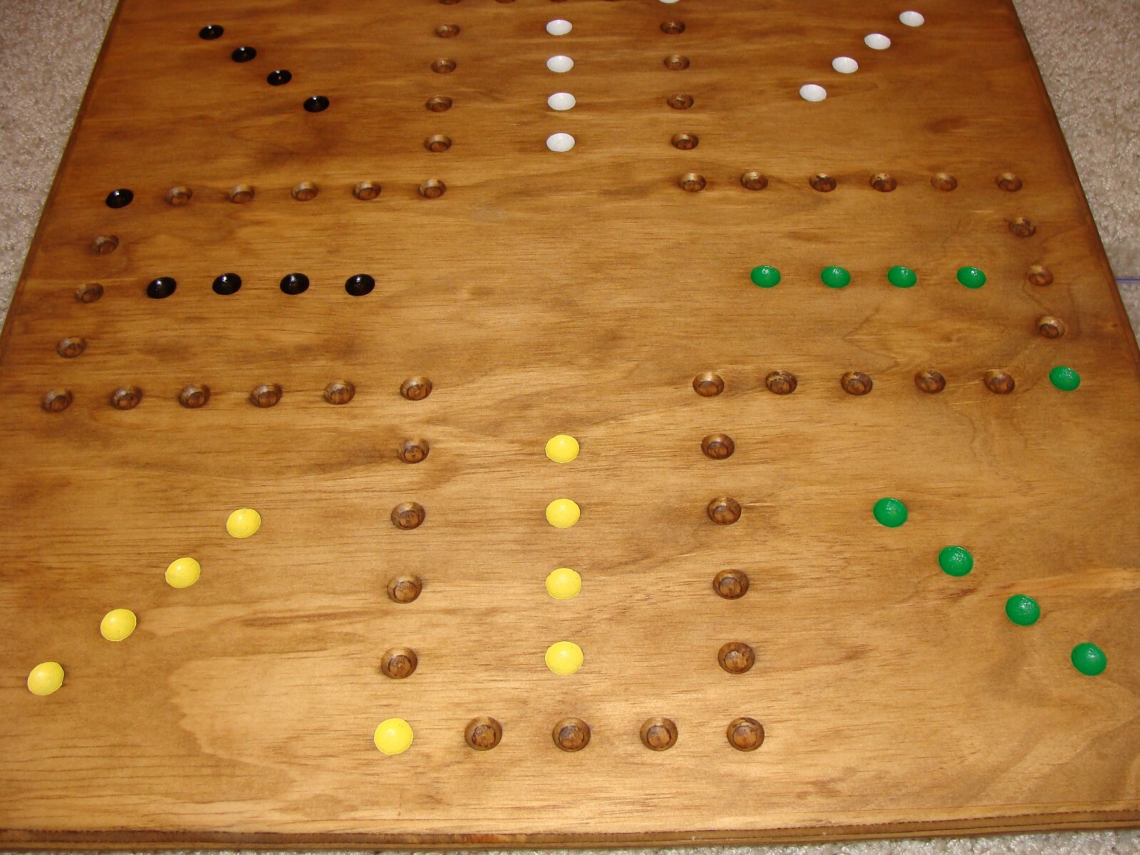 Wahoo Wood Marble Board Game 2 to 4 player. Hand made.