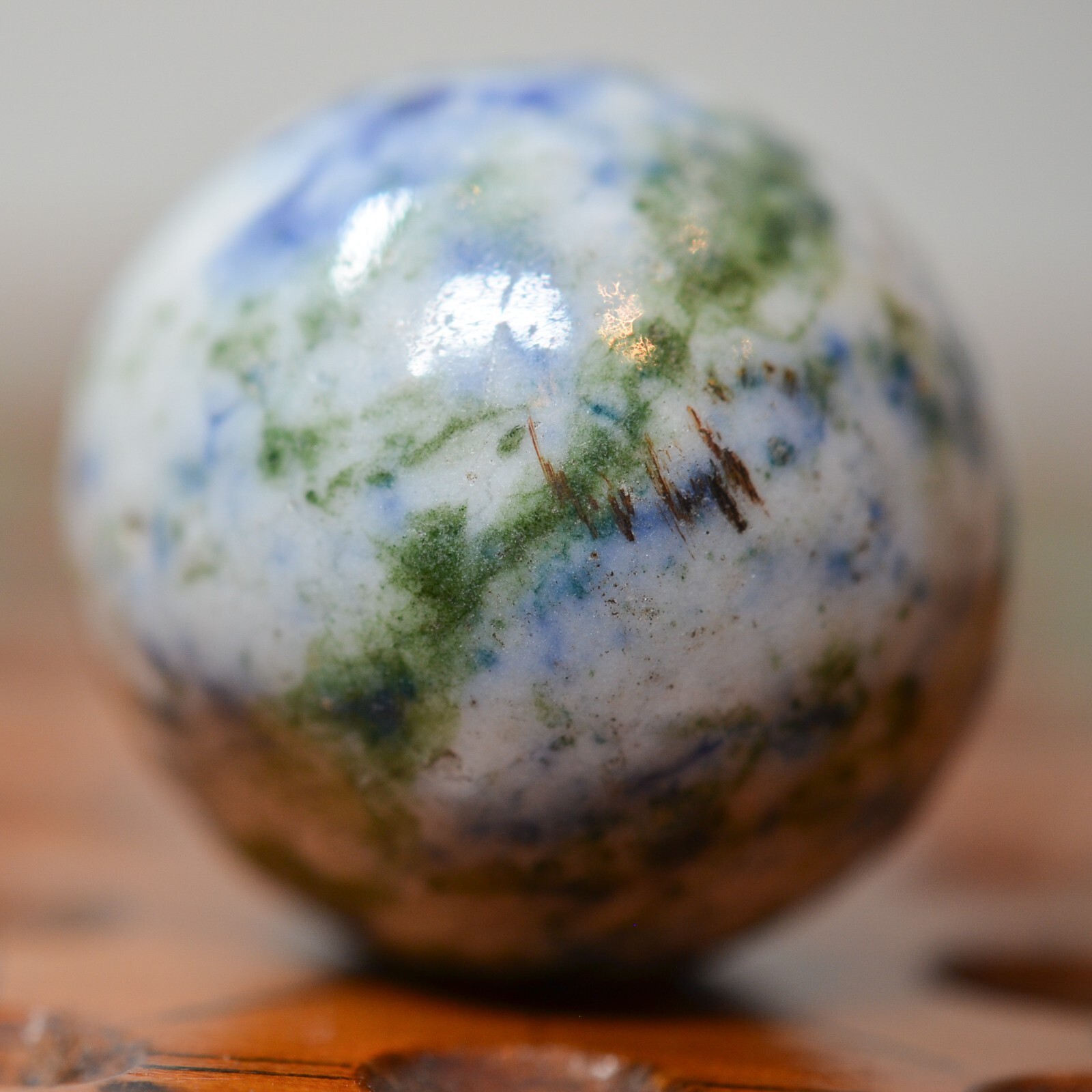 Large Crockery Marble, Handmade 1.12 inches, Mint, 1860-1920, Germany, S1492