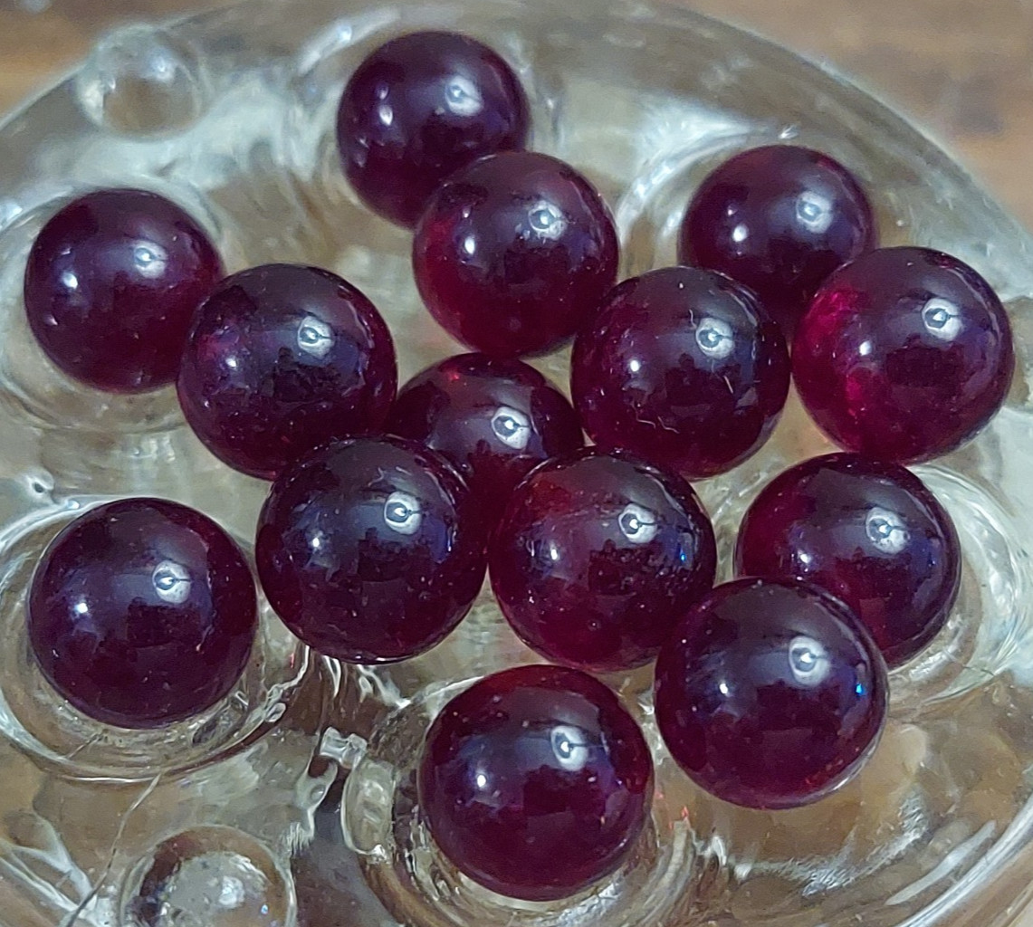 MINI Size – Cadmium Red Marbles UV Reactive Ruby Cherry Translucent Lot 15 Ghost