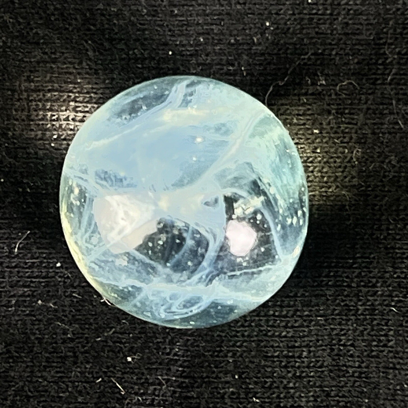 Vintage Akro Agate Peltier Art Swirl Glass Marble .65” Clear Light Blue