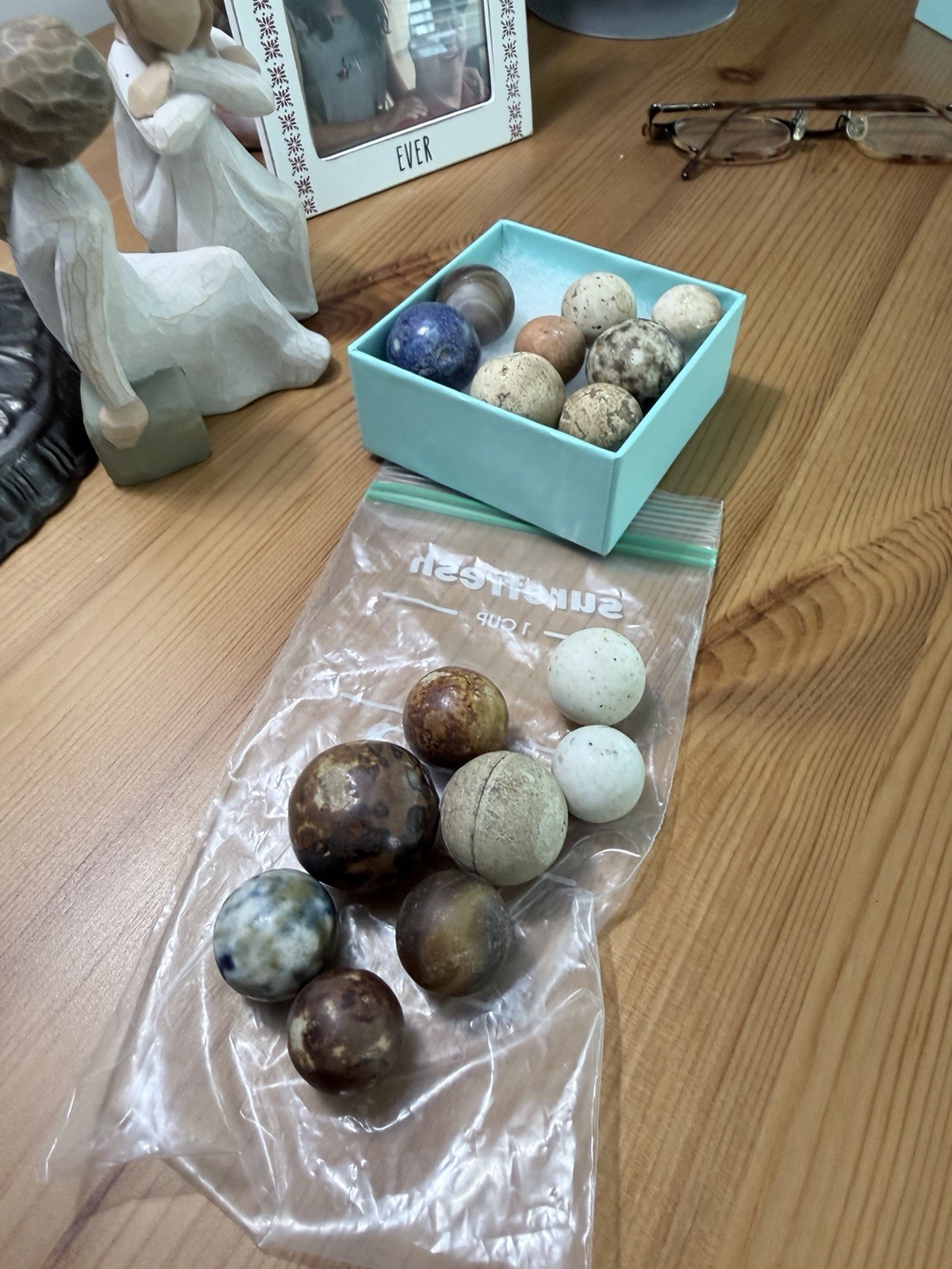 Hard to find collection of Assorted clay & Colorful Bennington Marbles