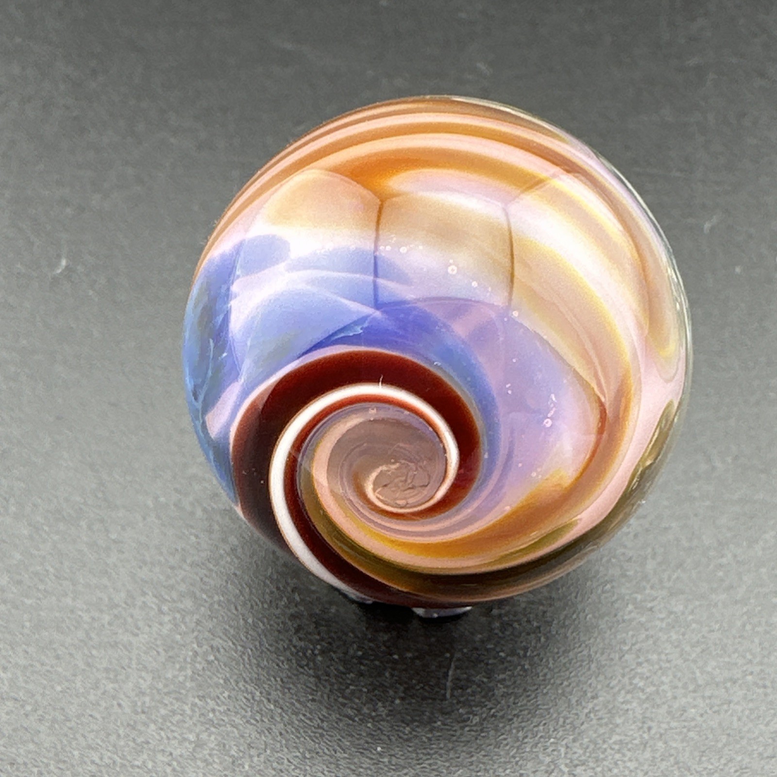Contemporary Handmade Art Glass Marble 1.04″ Multicolor Abstract Swirl MIB Boro