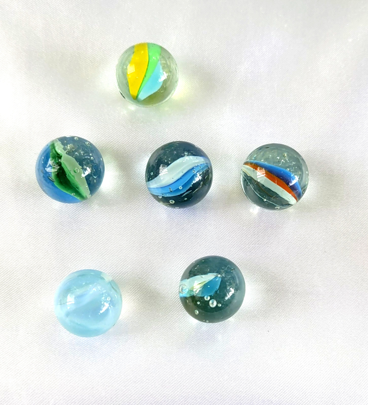 Lot of 14 Vintage Marbles – 2 Shooters, 2 Small Marbles, 10 Reg Marbles