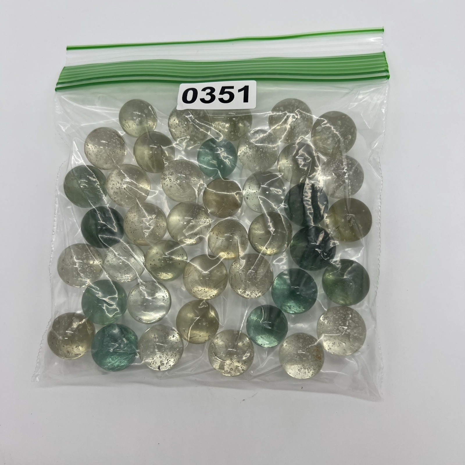 Vintage Glass Marbles Clear Green Blue Hand Blown 1LB Lot Mixed Bubbles