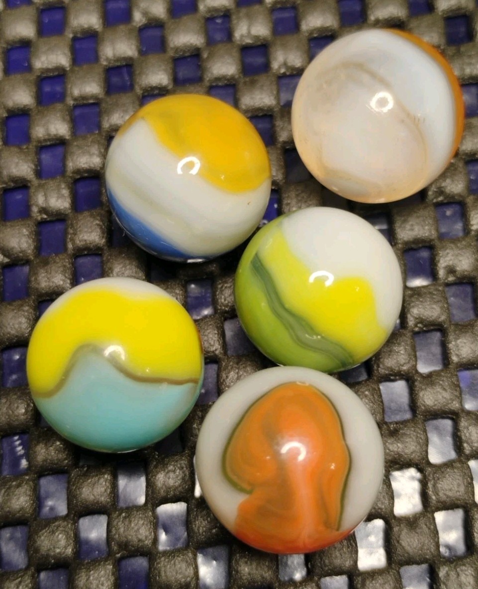 .65″-.60″ VINTAGE VITRO MARBLES LOT OF 5🔥GLASS COLLECTOR TOYS