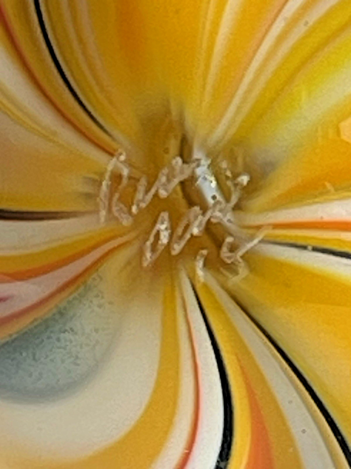 2015 RICK DAVIS MARBLE SIGNED HANDMADE GLASS ART 1.53″ SUNRISE UNDER BUBBLES