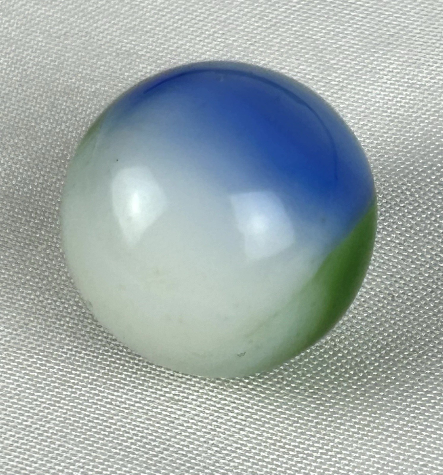 Vintage Vitro Agate Blue Green Marble .62 Inches 2 Color Patch Swirl Corkscrew