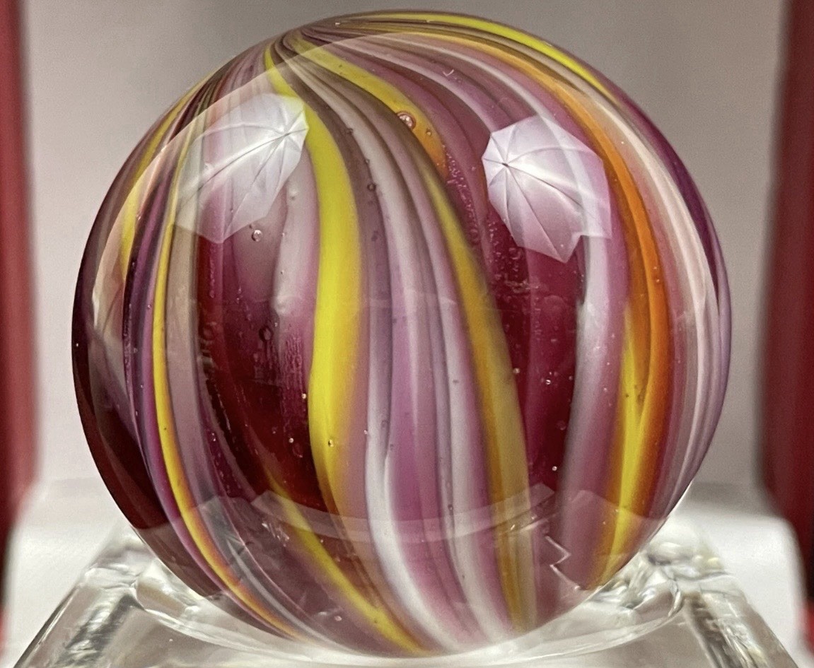Rick Davis Handmade Glass Art Marble 1.46″ Signed Flames