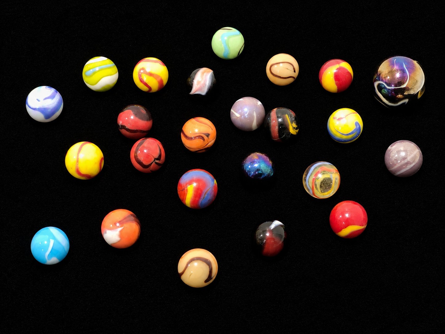 Vintage Glass Marble Lot 25 Swirl Marble Mix Colorful Collectible Group