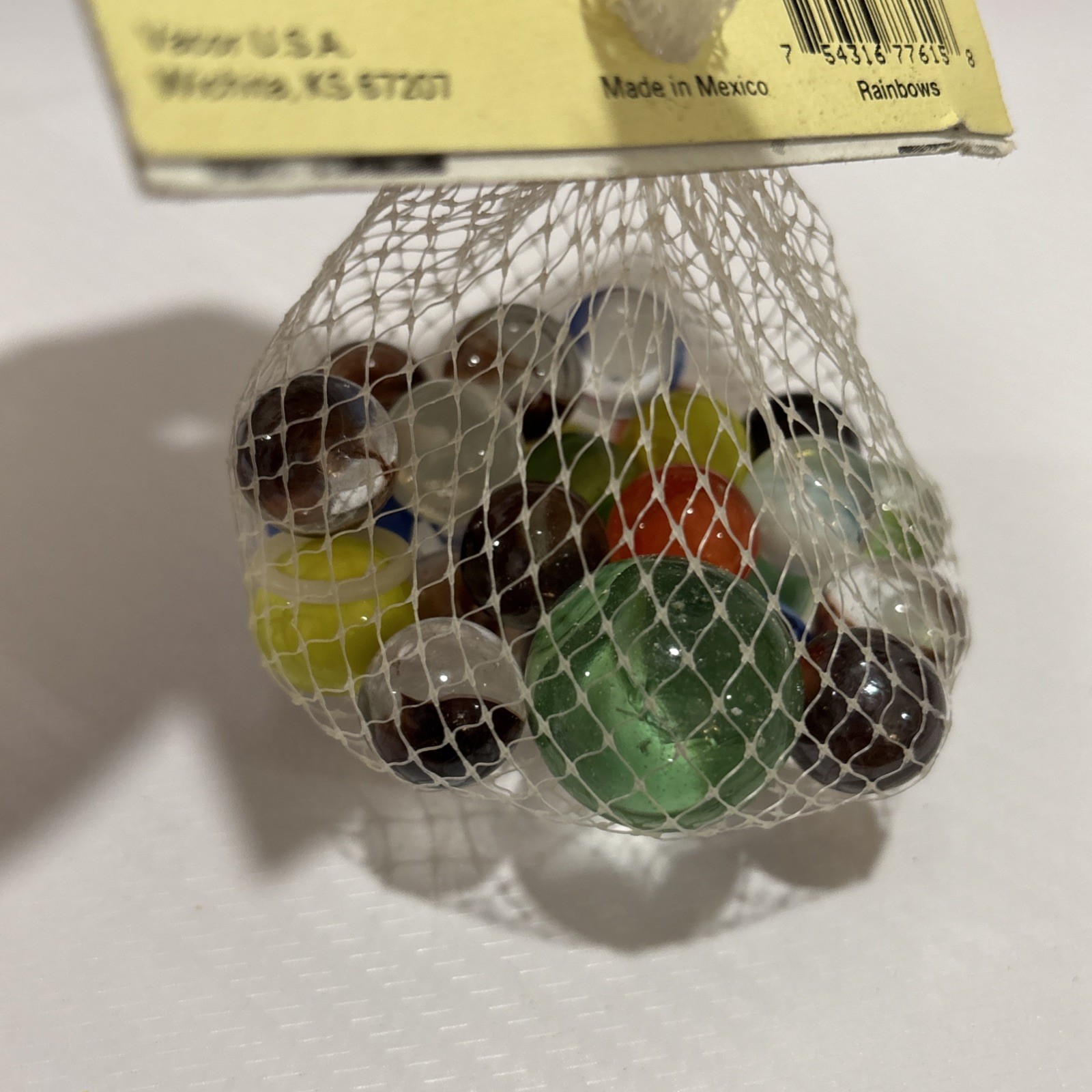 “RAINBOWS” VACOR MEGA MARBLES Vintage 1990s Net Bag 24 16mm/1 25mm Shooter