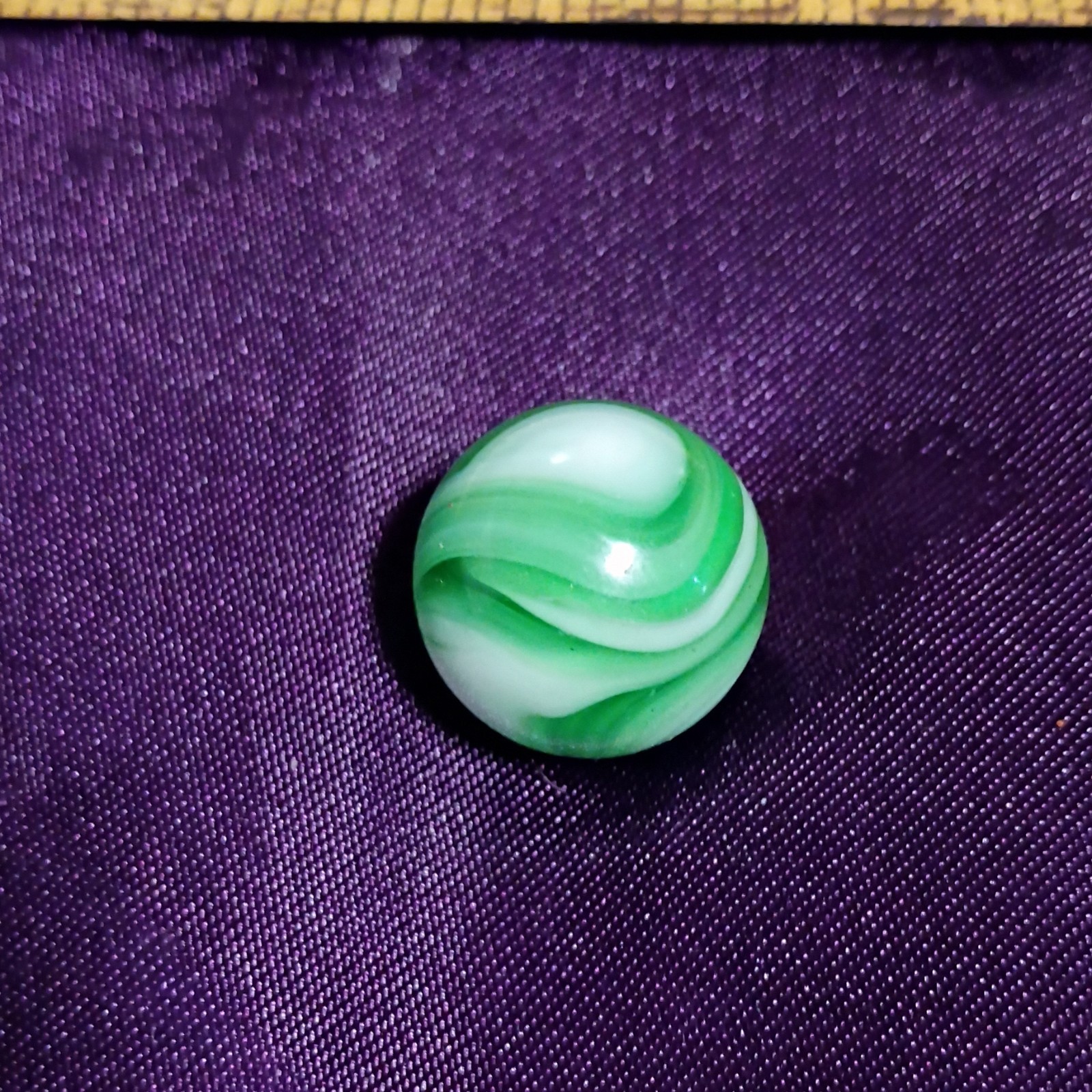 Green and White Swirl Machine Made Glass Toy Marble for Ages 4-7 and 8-11 Years