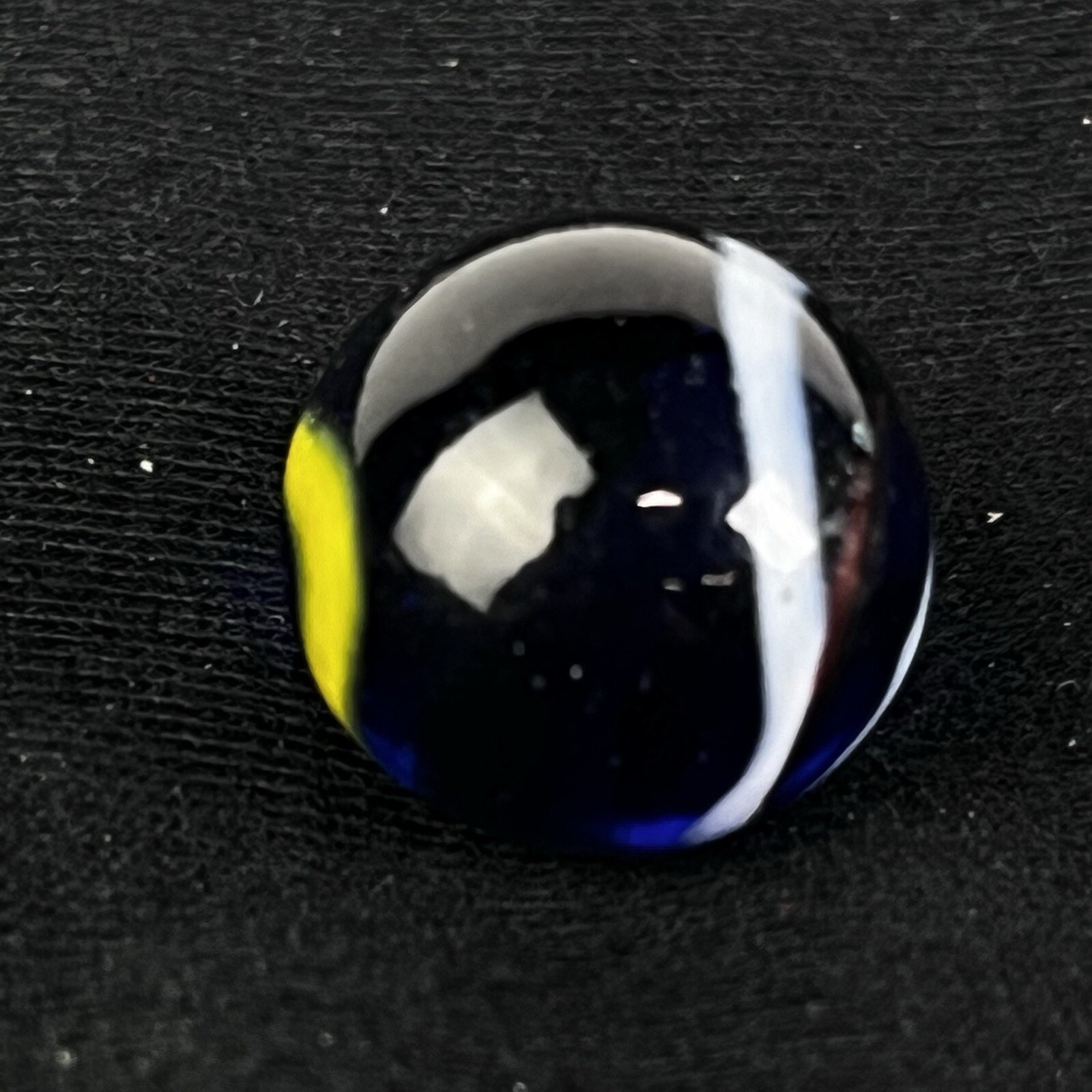 Vintage Akro Agate Peltier Art Swirl Glass Marble .64” Blue Yellow White Brown