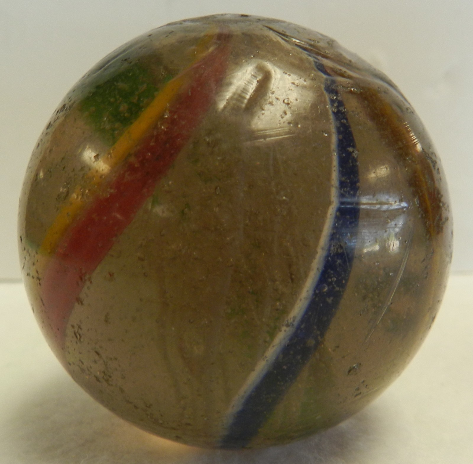 #19453m Huge 2.17 Inches Vintage German Handmade Latticino Swirl Marble