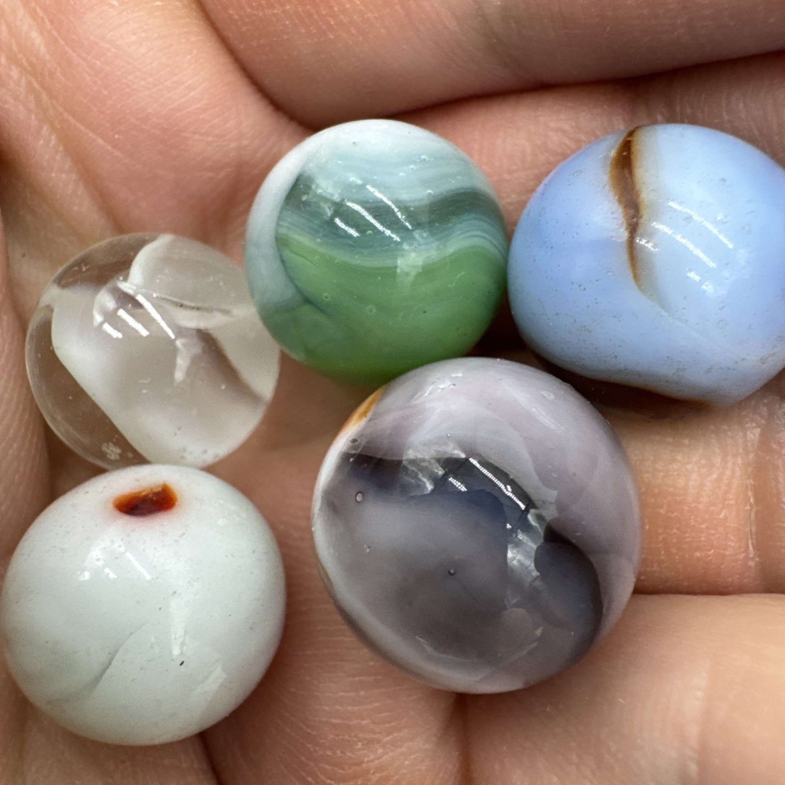 (71) Vintage Akro Agate? Swirl Glass Marble Marbles Various Makers Lot