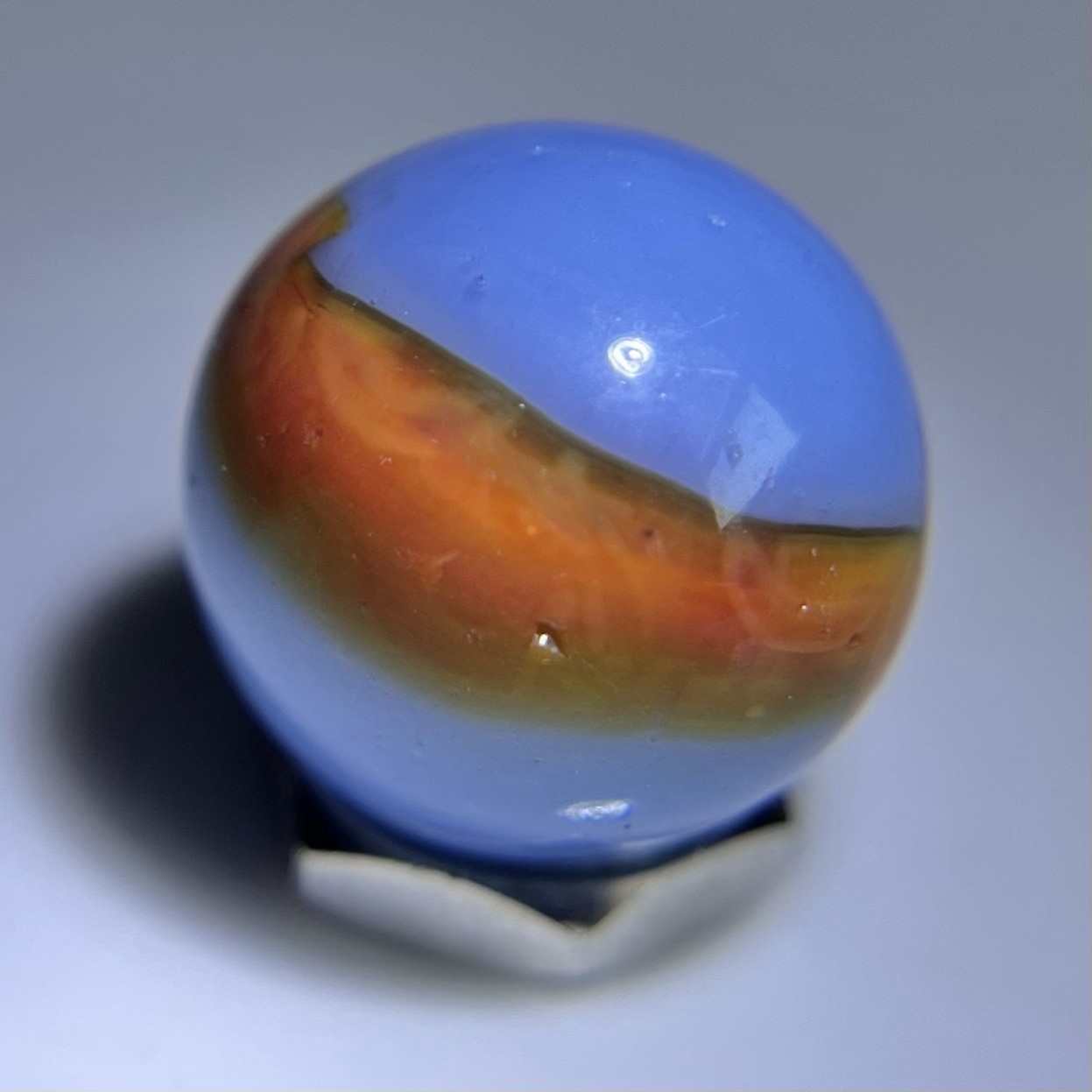 🧡 Vintage Marbles Patch Marble Akro Peltier Kokomo w Horsehair Marble Near Mint