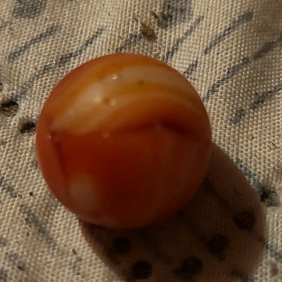 Orange & White Swirl Glass Toy Marble, Machine Made, Swirl Style, Ages 4+