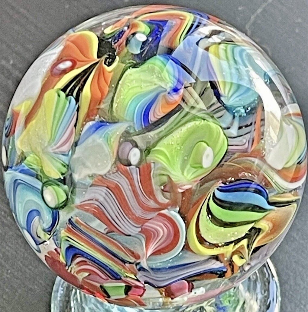 EDDIE SEESE MARBLE ART GLASS JELLYFISH FIELDS RAINBOW DICHROIC Huge 2.26″ FES 16