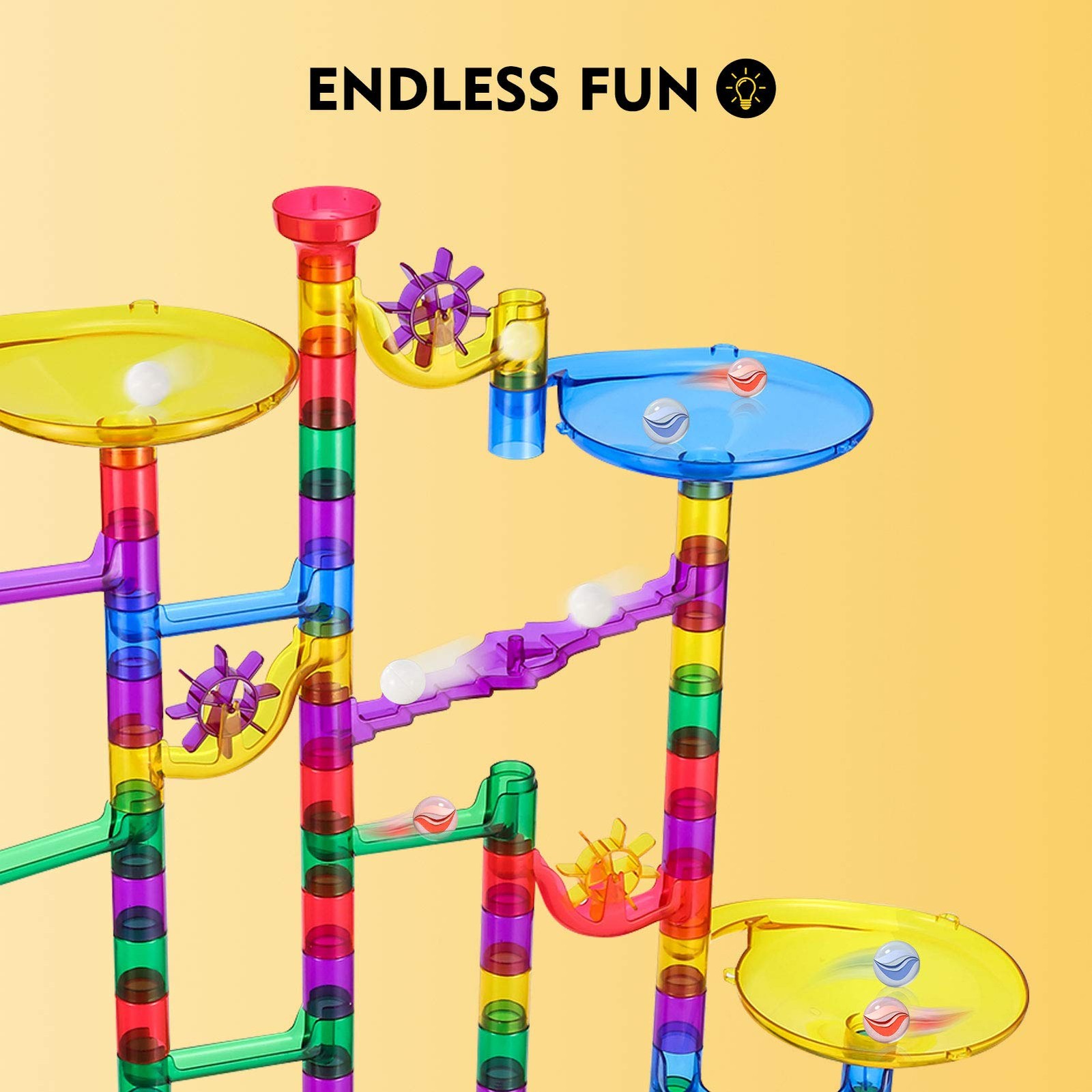 Magicfly Marble Run Set, 127 Pcs Race Track for 127 Pcs, Multi Colors
