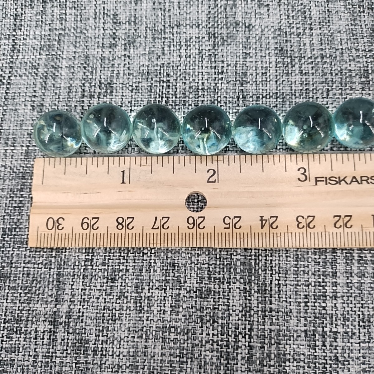 Lot of 10 Light Aqua Green/Blue Uranium Marbles UV Glow Peewees