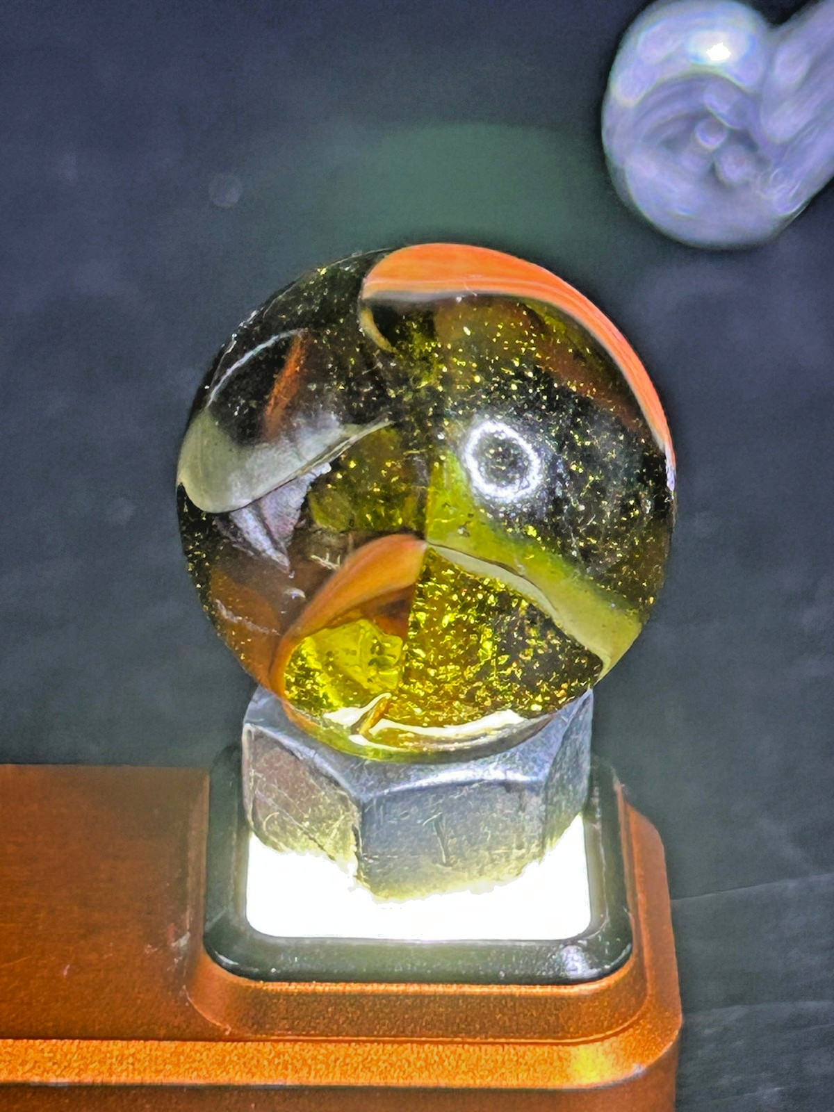 Peltier NLR Double Ingot Marble, Green Base/Oxblood-Orange, .77″, Mint-, P33