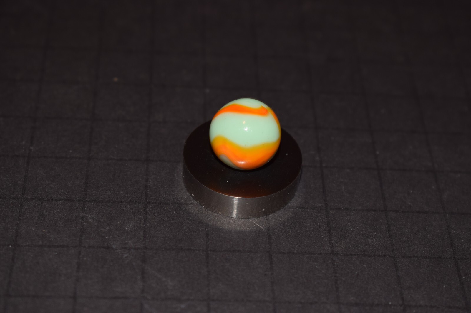 Vintage NRL Peltier Rainbo Two Color Collectors Toy Marble .593″=19/32 MINT