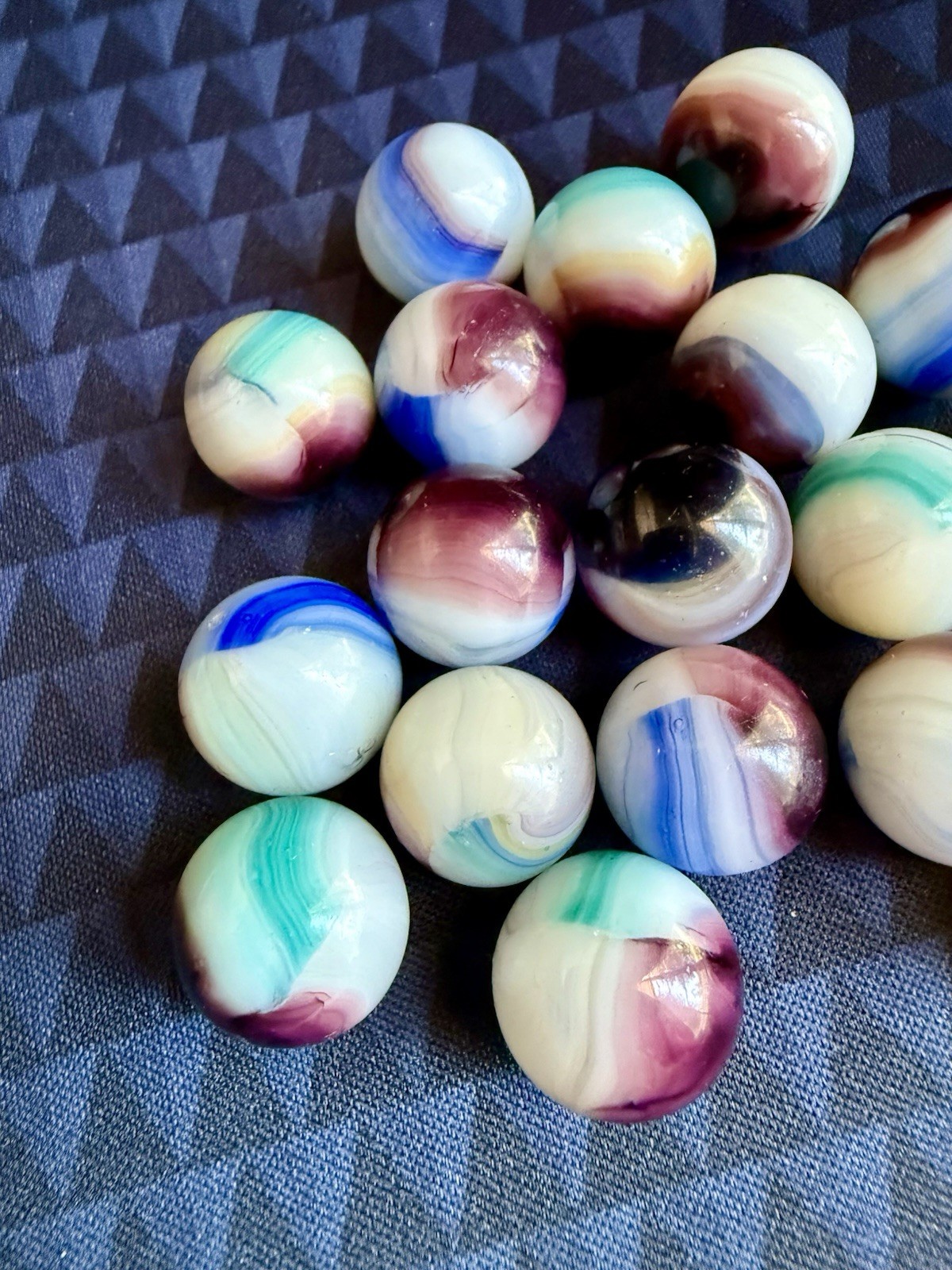 Vintage Glass Swirl Marble Akro Agate Vitro Peltier Marbles Lot Of 19