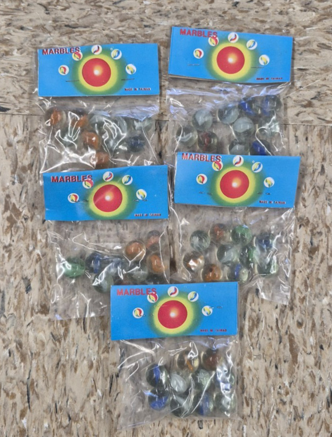 Lot 5 Vintage Marbles Packages Packs 1970s 1980s Rack Toy Five Dime Dollar Store