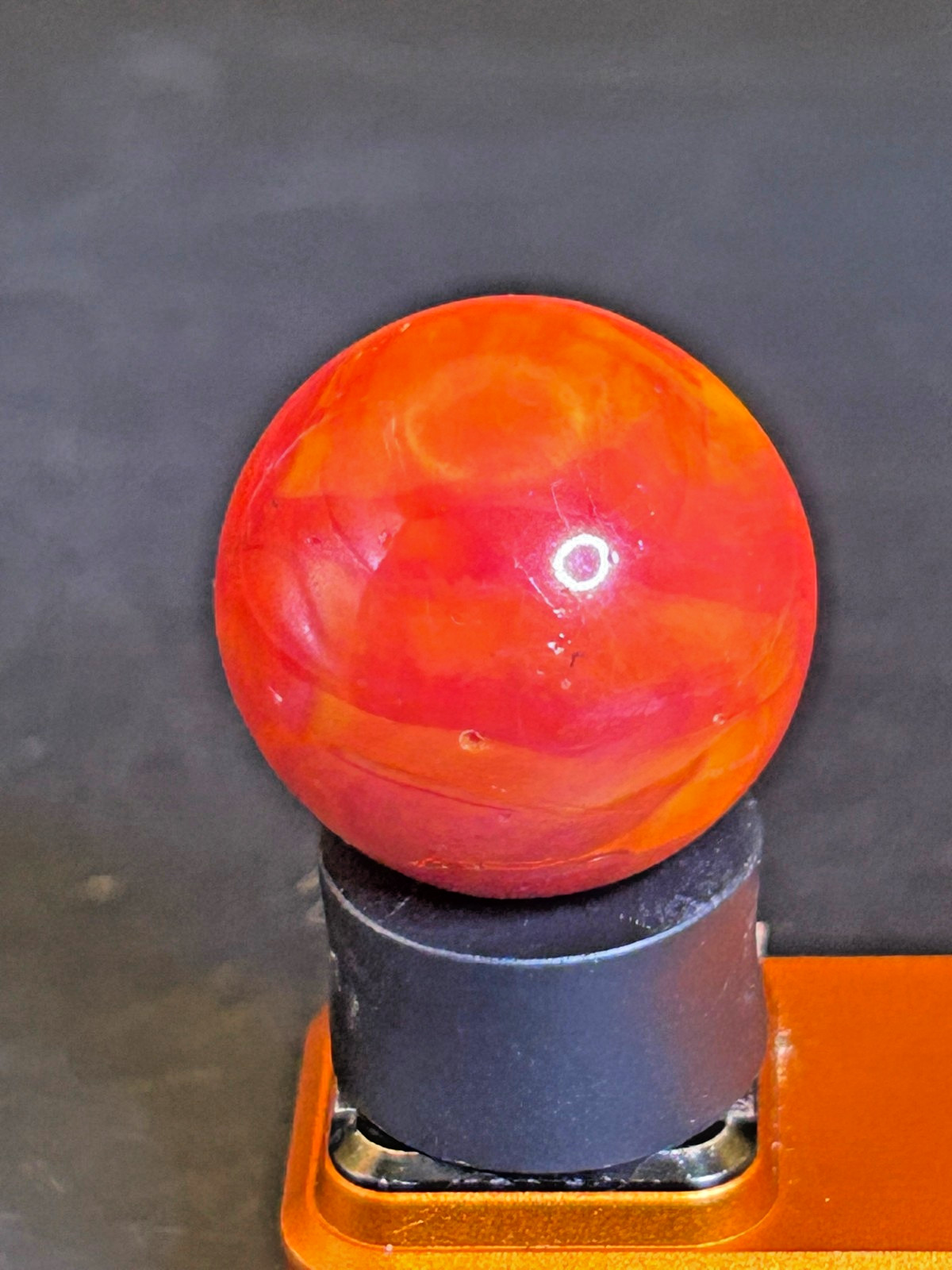 Vitro Agate Tomato Marble Persimmon Orange UV+ Swirl .89″ Near Mint+, SH22
