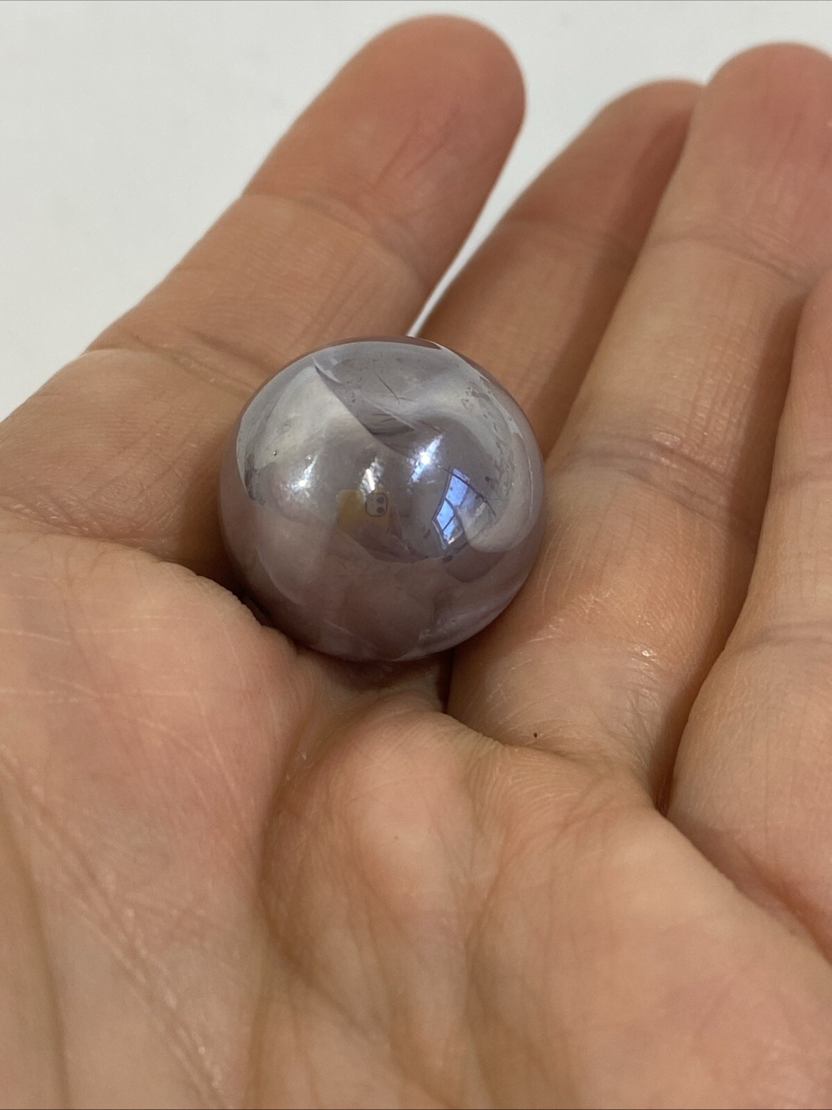 Large Vintage Lot (4) Handmade Breaker Marbles Blue Iridescent Cat Eye 1” Pontil