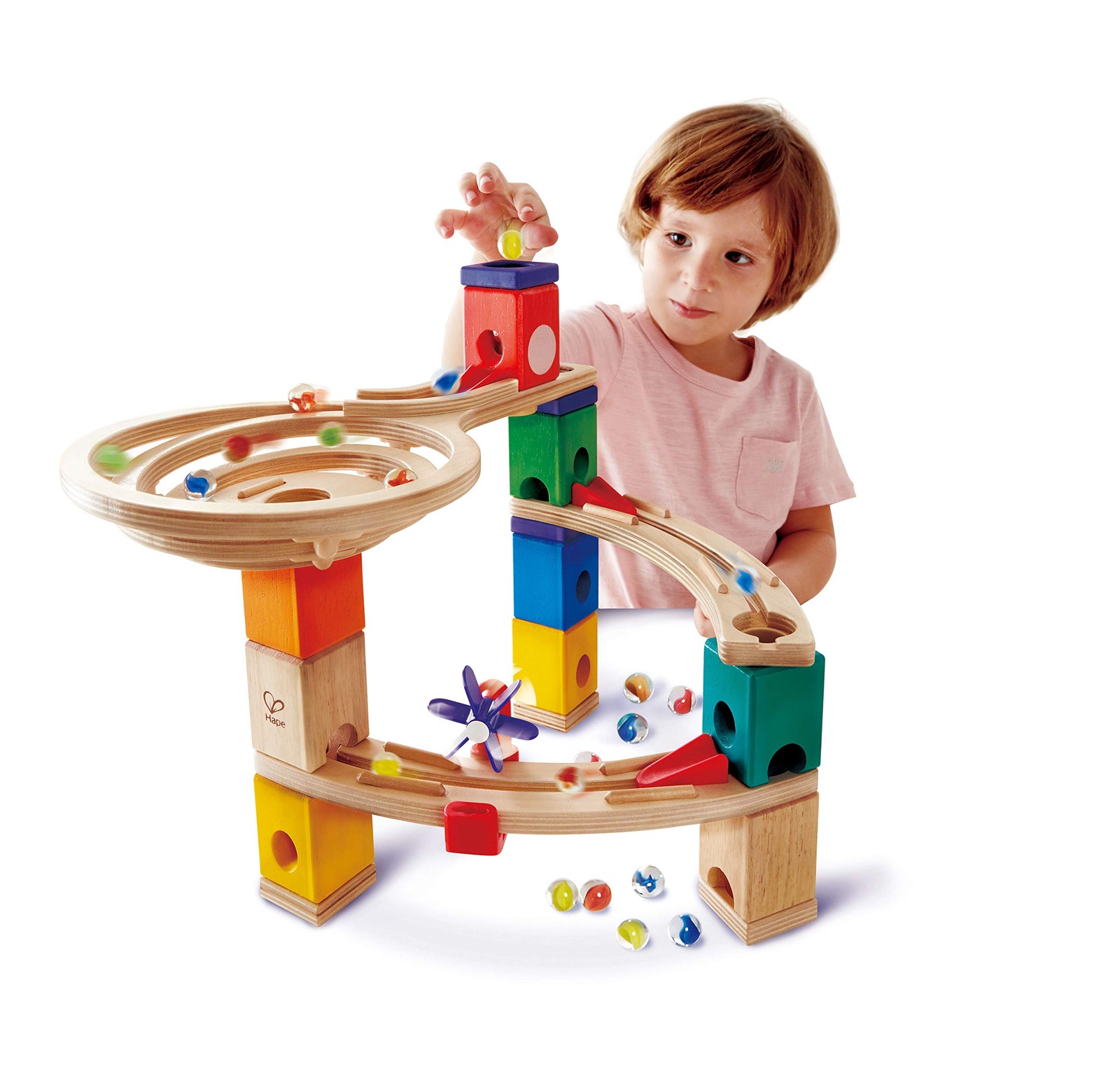 Hape Quadrilla Cliffhanger Wooden Marble Run 27 x 31 x 12 cm, Multicolor
