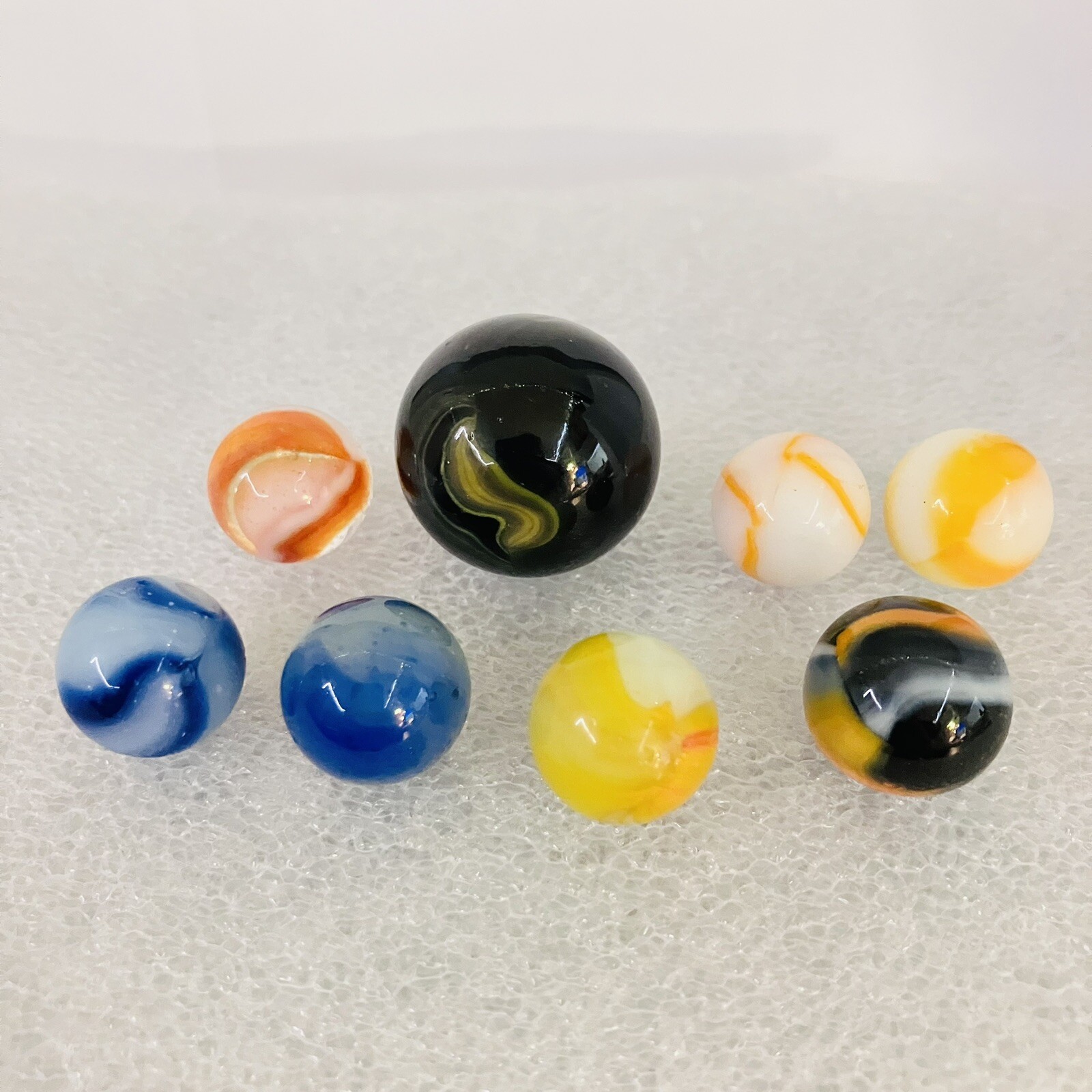 Peltier Marble Lot – Nova Shooter, Sunset Rainbo, Acme Realer, Zebra, Rainbos
