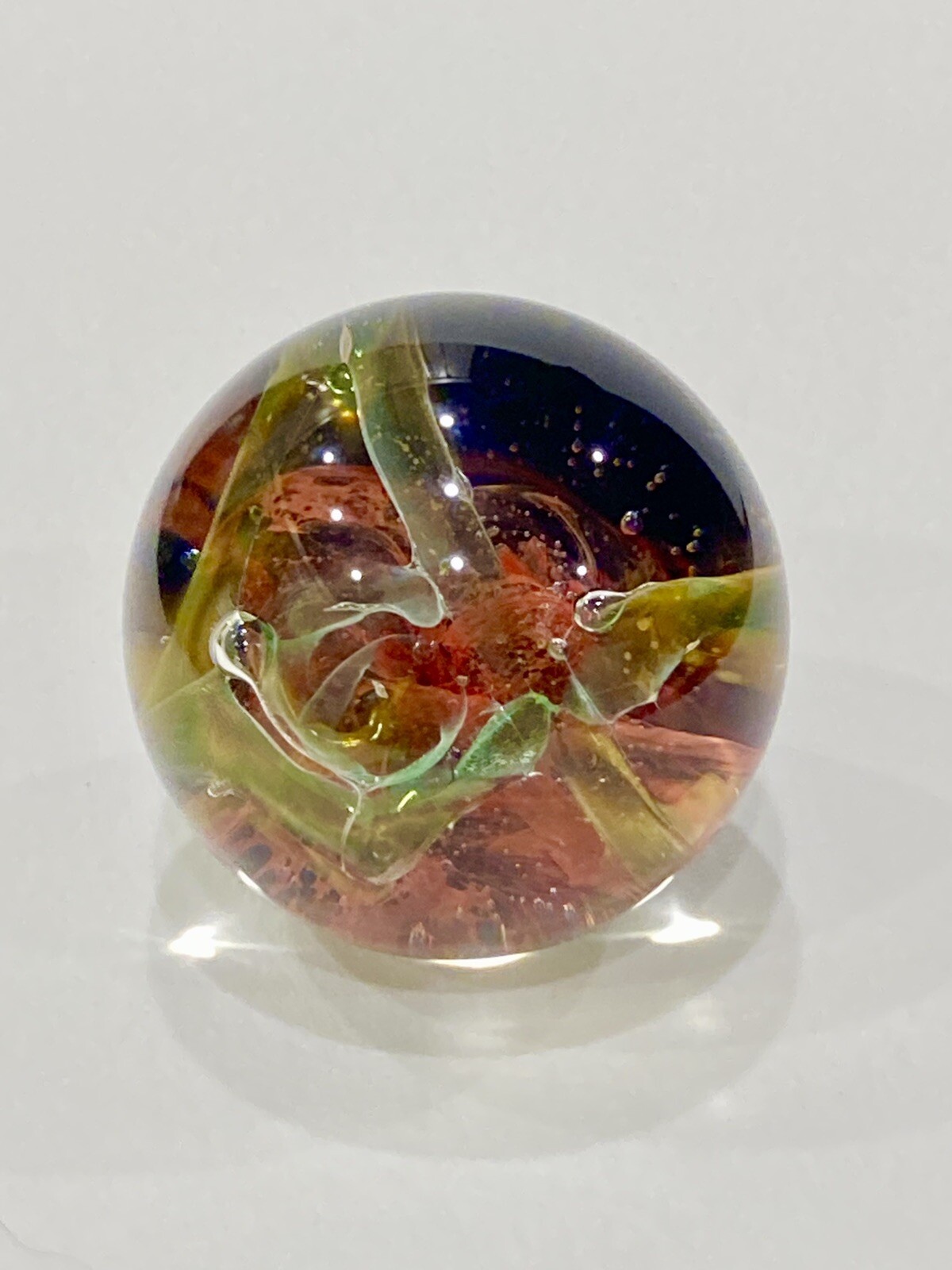 Glass Boro Marble Lot Of 2 Freemason Hand Made Art Sculpture Multi Color Design