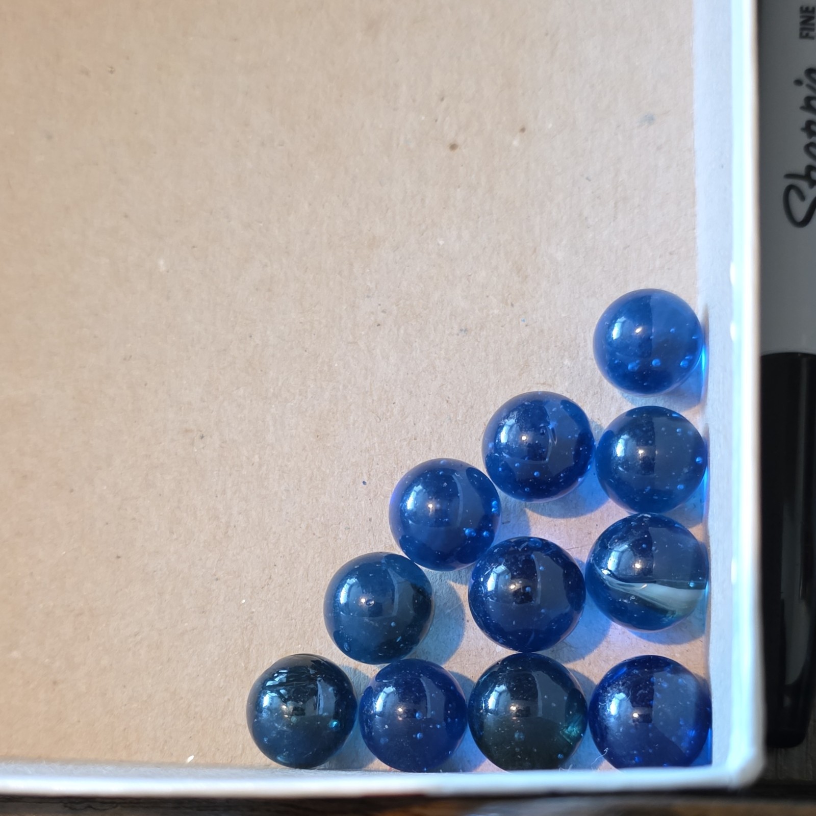 Glass Machine Made Blue Toy Marbles Lot Collection Assorted Ages 8-11 12-16 17+