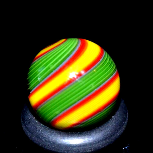 BRYAN TRILLAS GLASS MARBLE/.542″-VIOLET BLACKLIGHT LUCKY STRIPE-SUNFLOWER,LIME,R