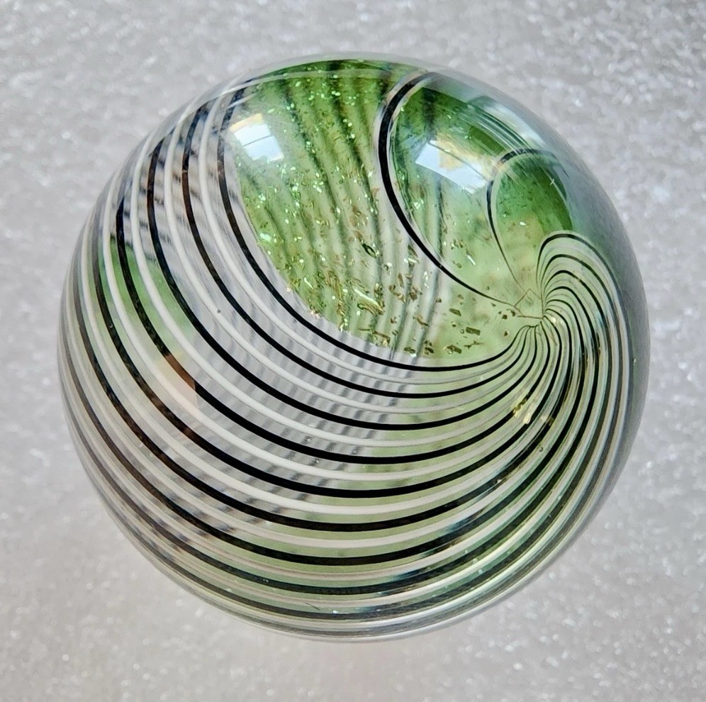 40mm Hot House Glass Signed Dichroic Double Spiral Marble Borosilicate 2015