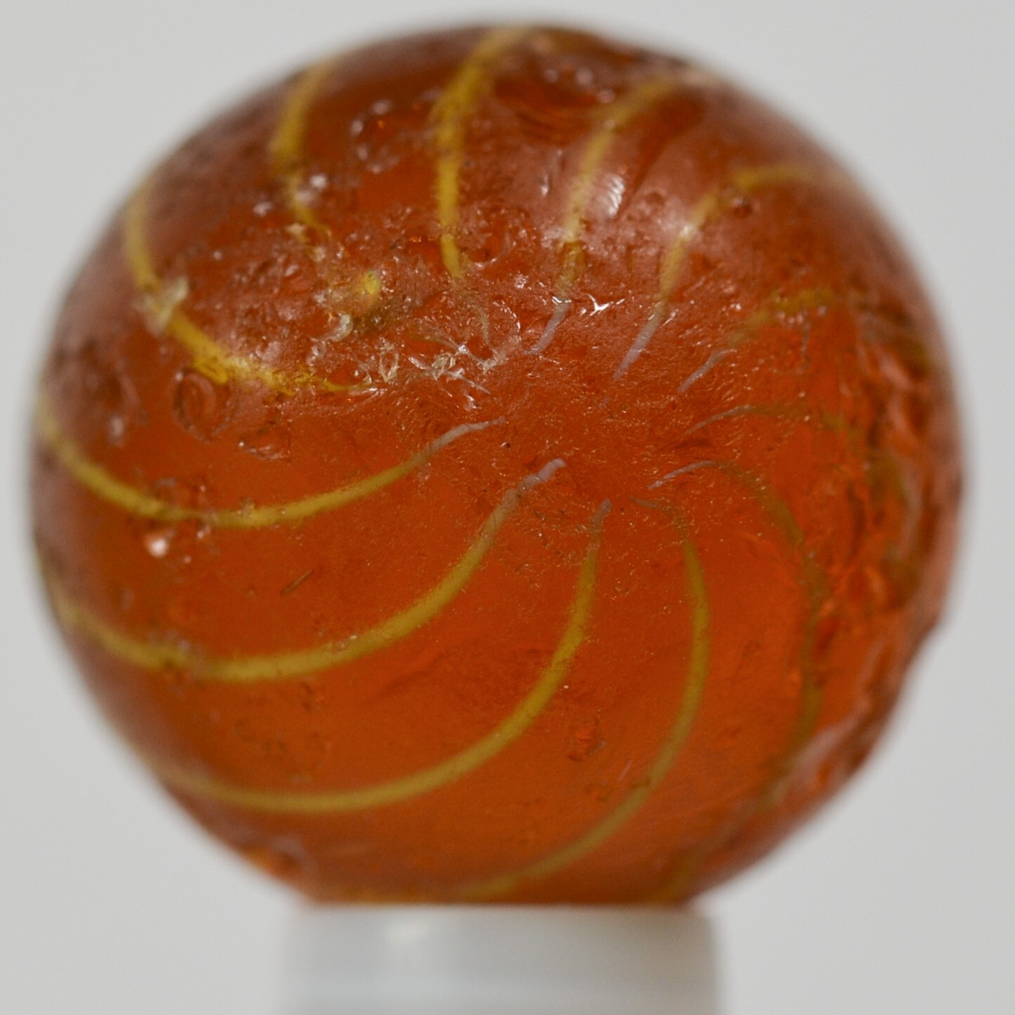 Handmade Gooseberry Marble, Amber Glass, 11/16 in, Good, Germany 1860-1920 S1401