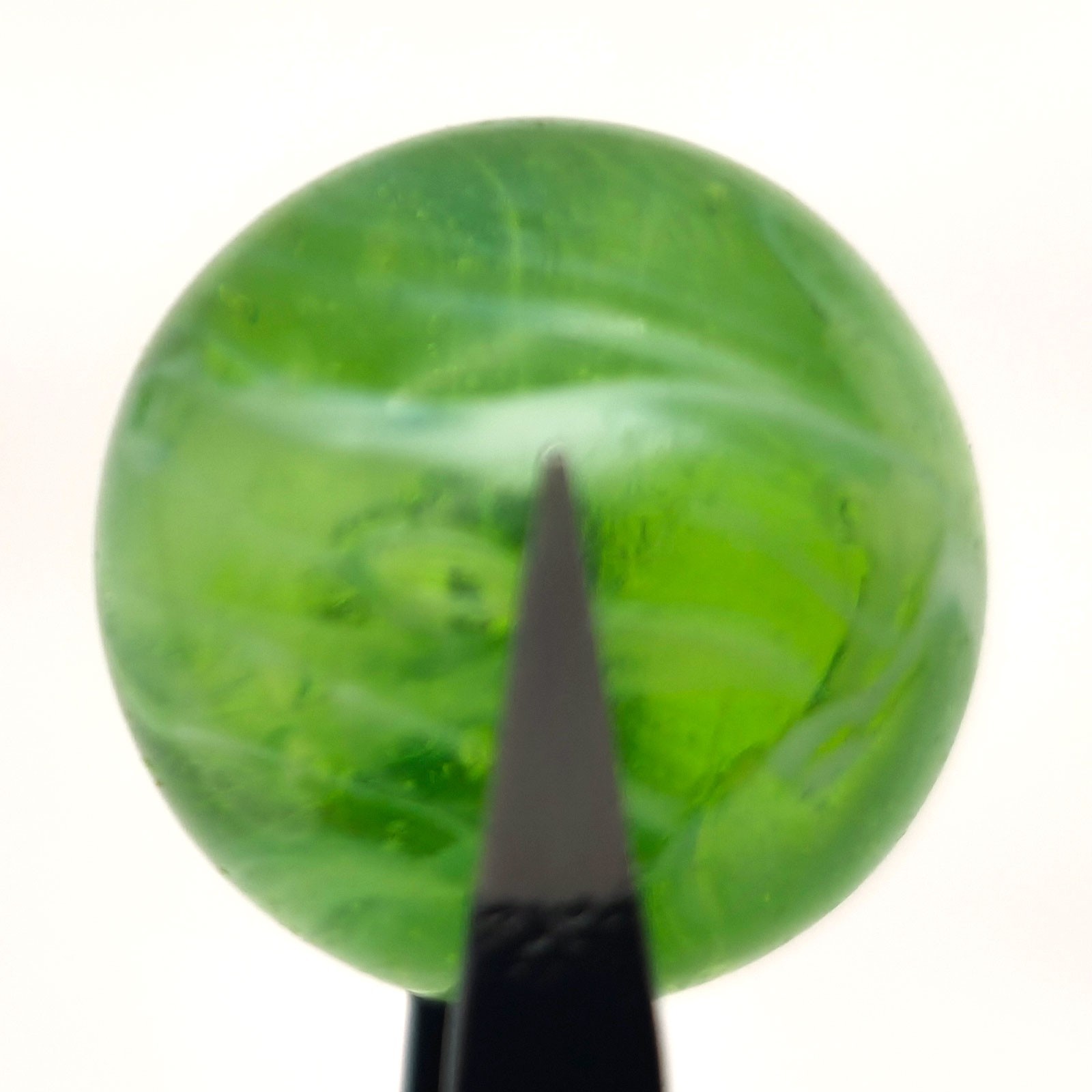 Green Vaseline Old Machine-Made Marble Glows under a Blacklight 11/16”