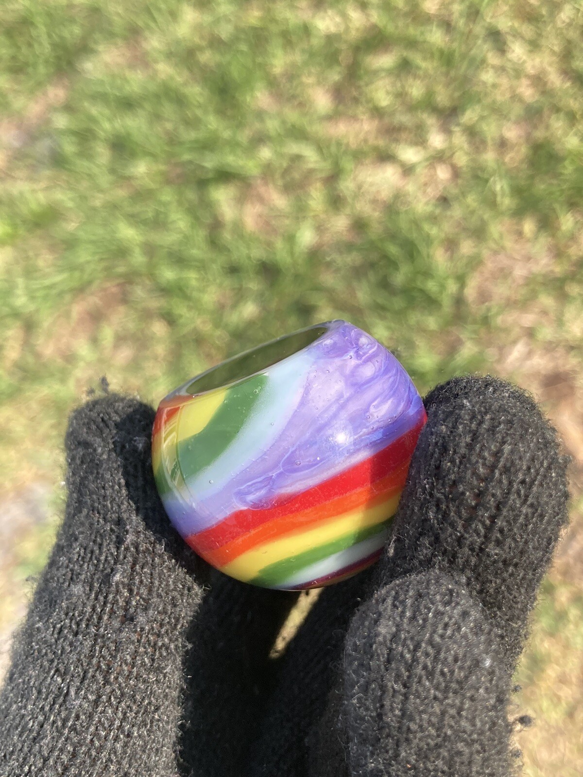Glass Boro Marble 38mm Rainbow Deep Space Opal Stone HandMade Art ￼Sculpture