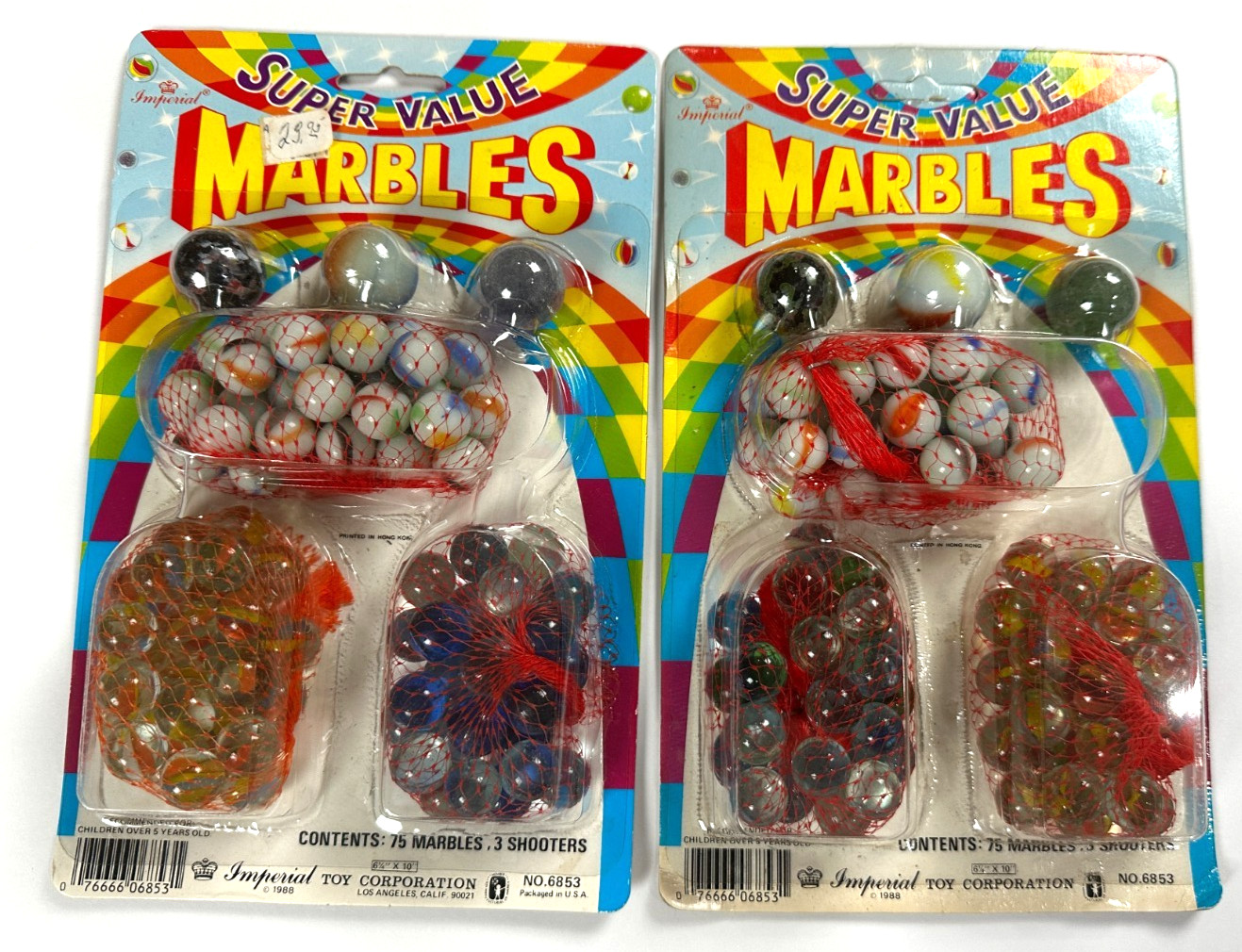 Lot of 2 Imperial Toy Corp 75 Marbles with 3 Super Shooters No 6853 1988