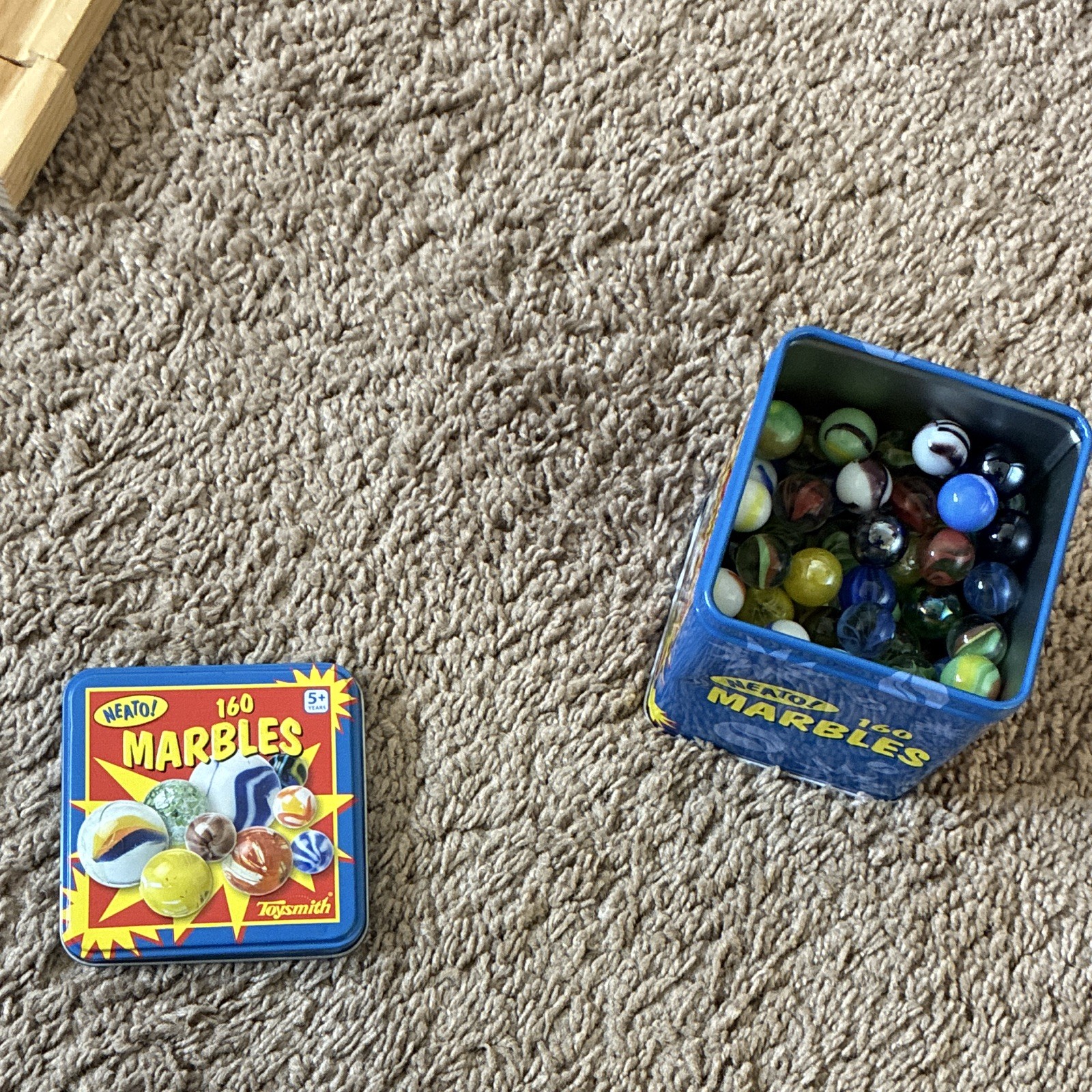 Toysmith Wooden Marble Run Track Set w/ Assorted Glass Cat’s Eye Marbles