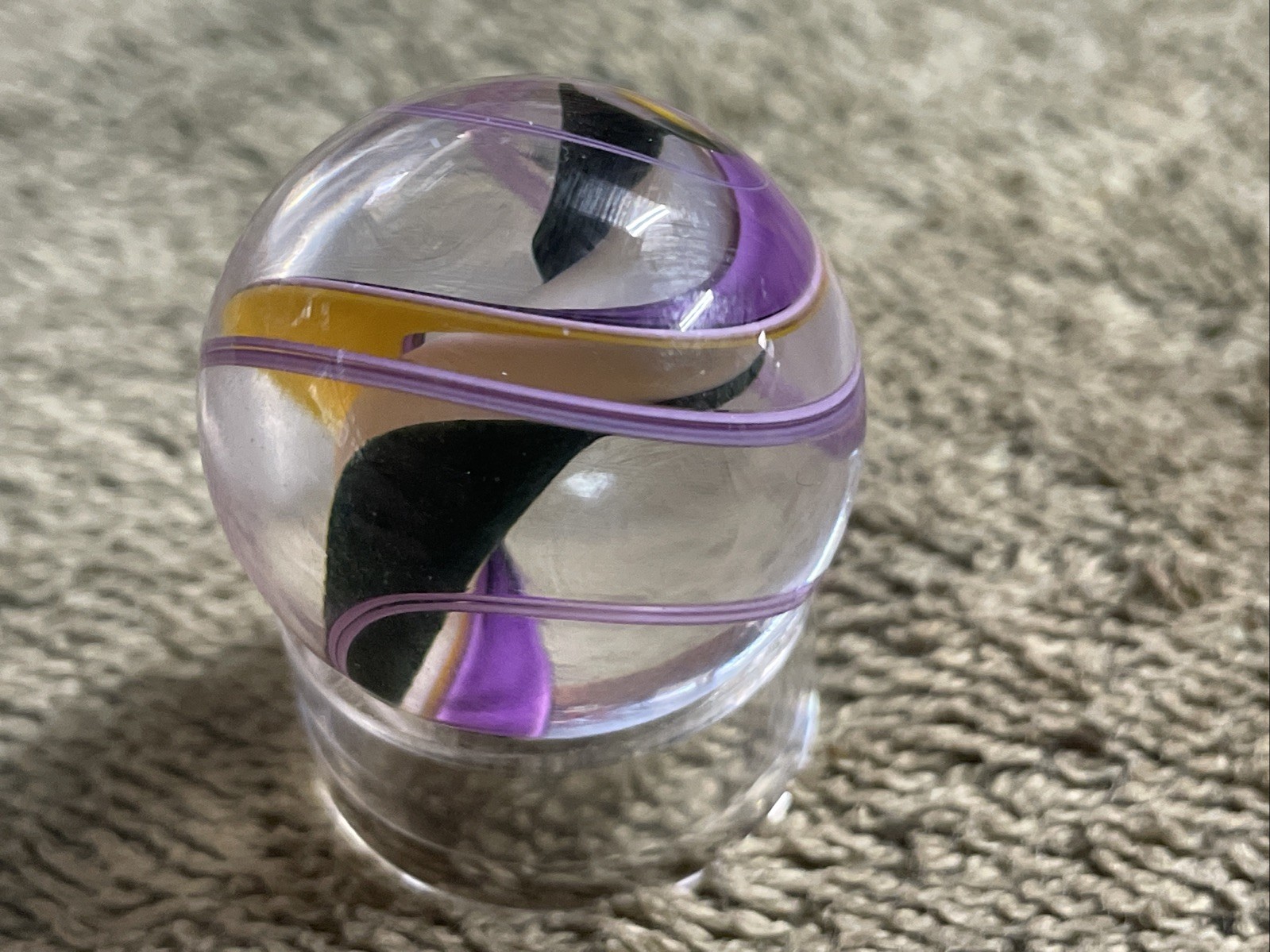 Handmade Contemporary Glass Art Marble 1.1” Spiral Dichroic Swirl
