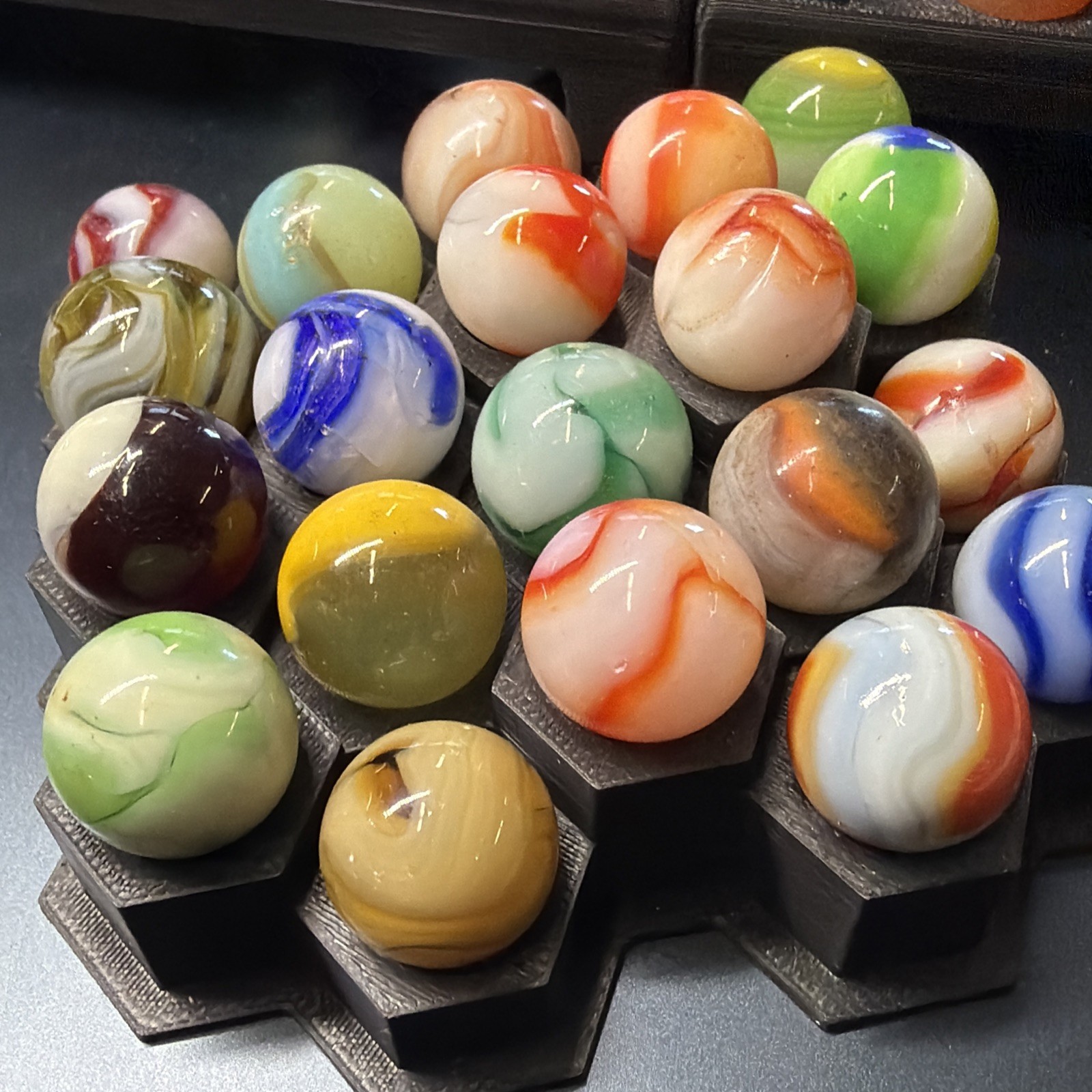 Vintage Glass Marbles Vitro Akro Patch, King Tri, Agate, Christensen 70 Pc Lot