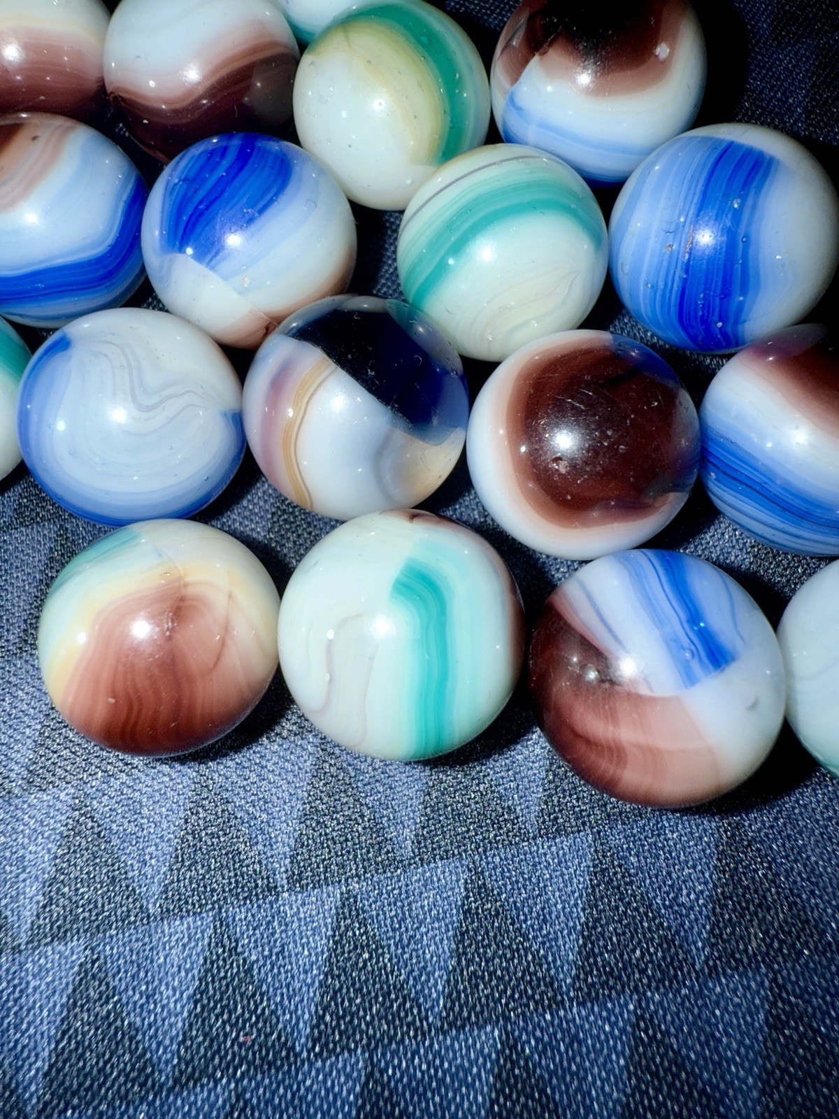 Vintage Glass Swirl Marble Akro Agate Vitro Peltier Marbles Lot Of 19