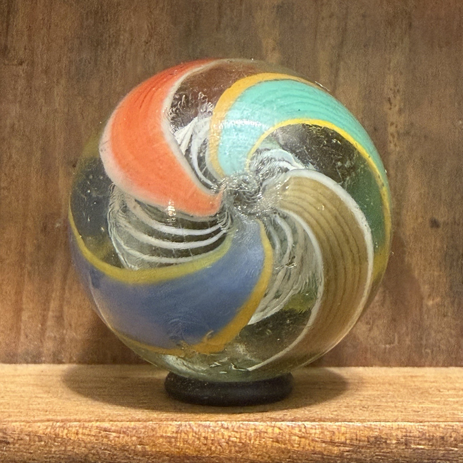 Antique German Handmade Latticinio Swirl Marble 1-3/16” Near Mint | 318