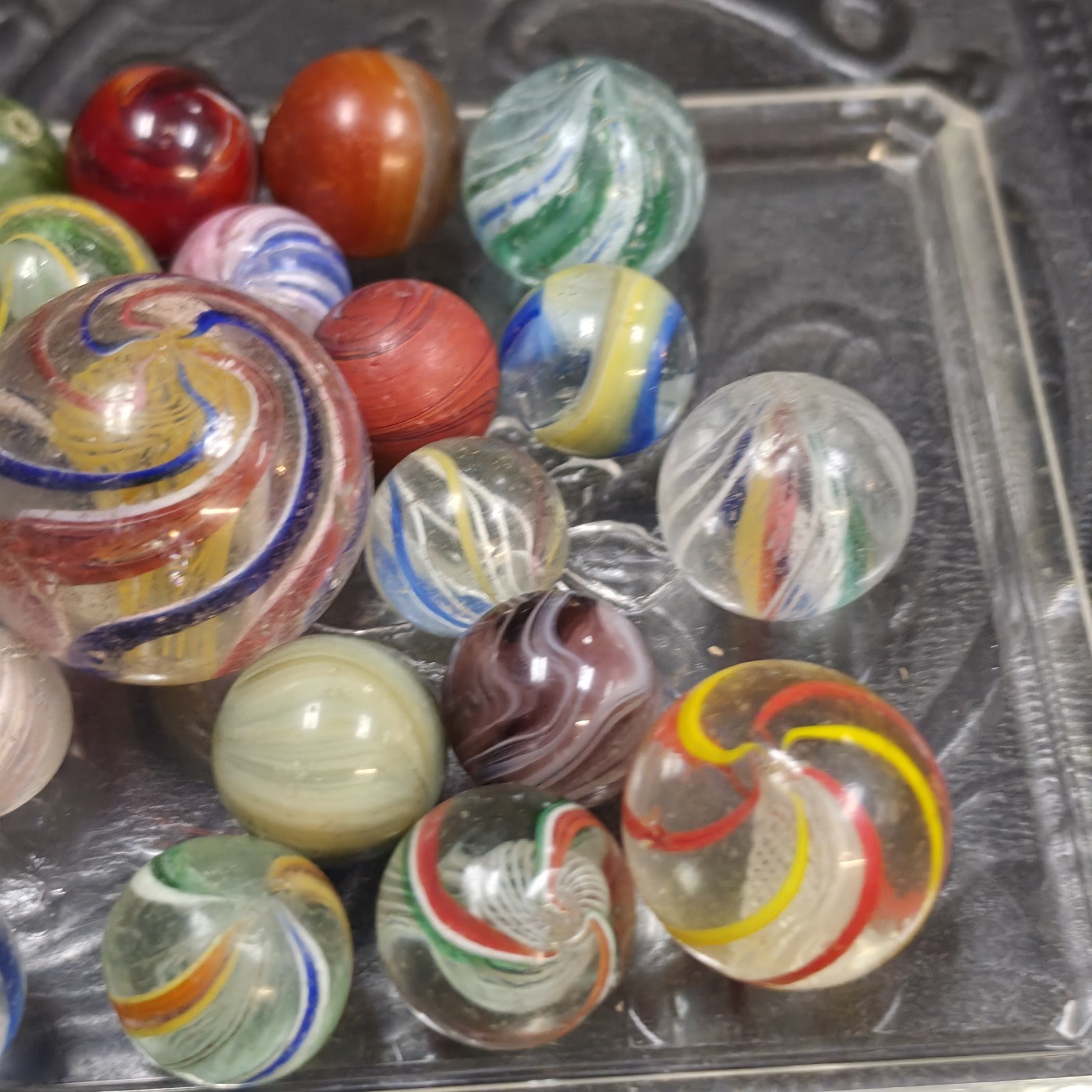 Lot of 24 Antique Handmade German Marbles Multi Colored and Sizes