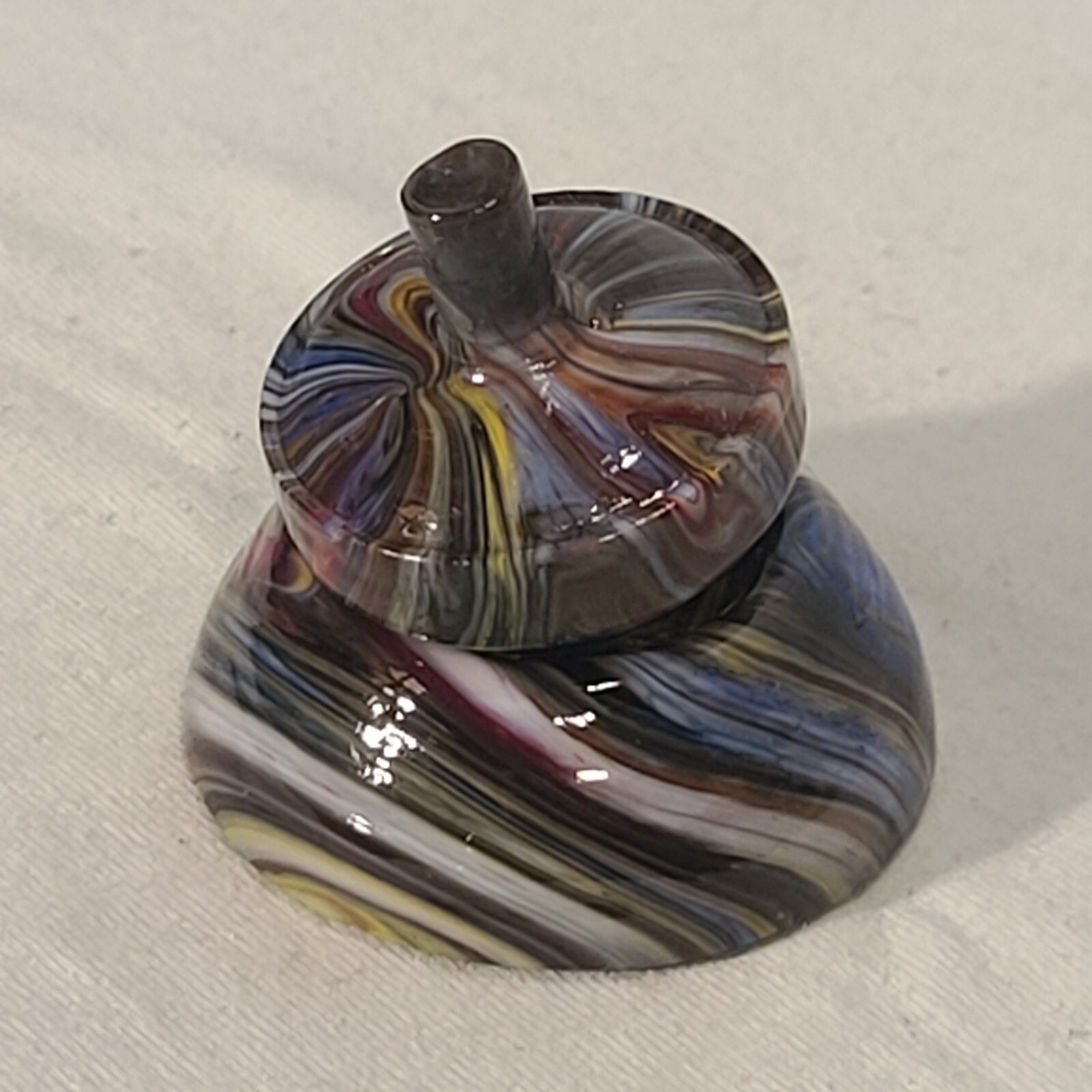 ANDY DAVIS, Glass Art Spinning Top & Base, Megans Run (?), #339J