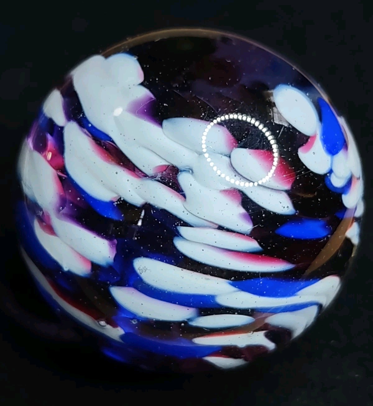 1.89″ LG Purple & Blue Cloud SPIRAL Swirl Contemporary Studio Art Glass Marble