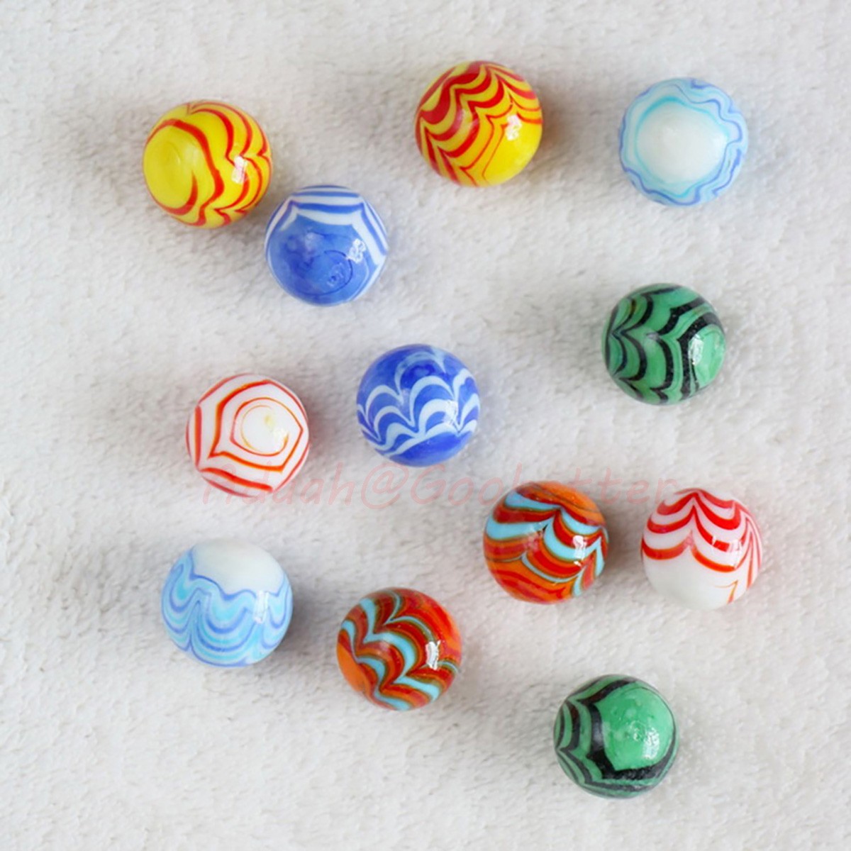 16mm Ripple Marbles Glass Ball Beads Traditional Vintage Classic Kids Toys Games